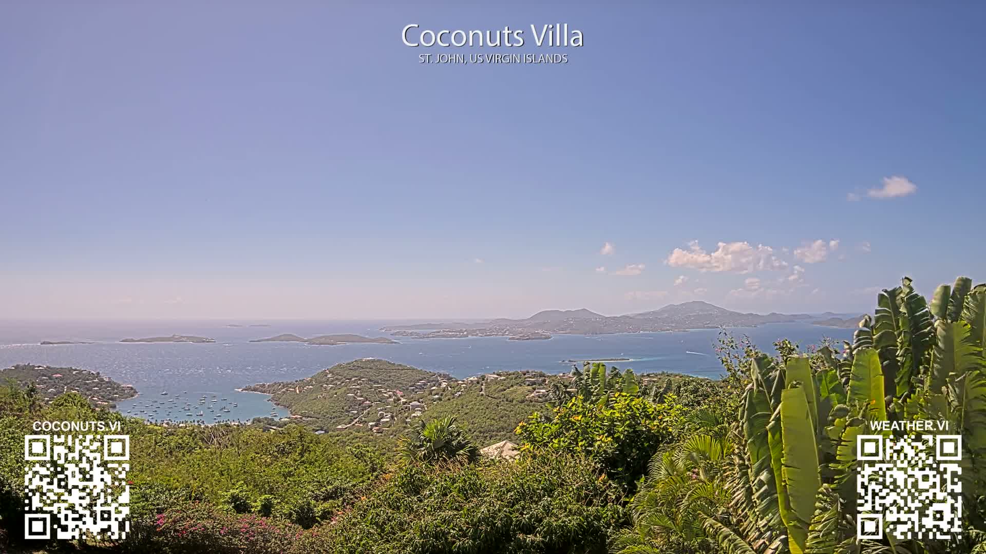 St. John, Cruz Bay St. Thomas Island View & Pillsbury Sound from Gift Hill Live Cam - Cruz Bay, St. John, United States Virgin Islands, USAGifft Hill, St. John, US Virgin Islands 2025-11-20 22:37