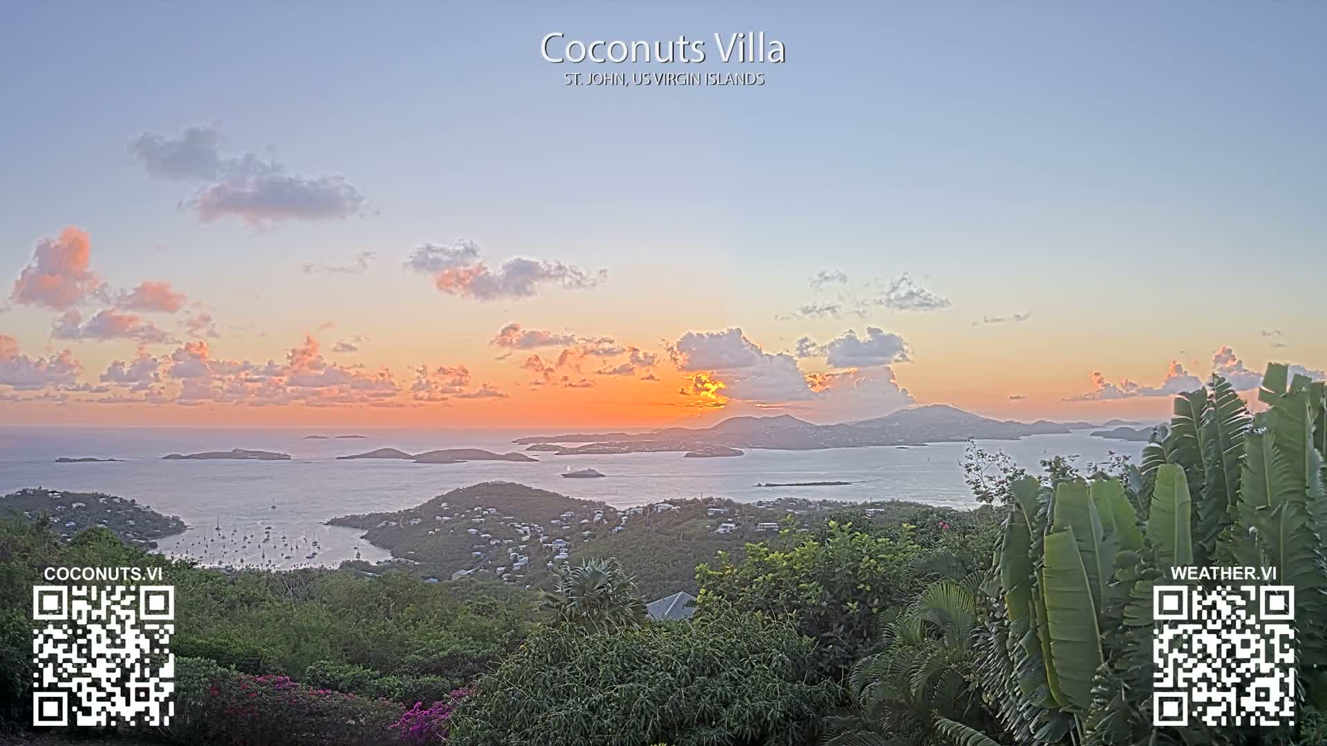 St. John, Cruz Bay St. Thomas Island View & Pillsbury Sound from Gift Hill Live Cam - Cruz Bay, St. John, United States Virgin Islands, USAGifft Hill, St. John, US Virgin Islands 2025-11-20 22:37