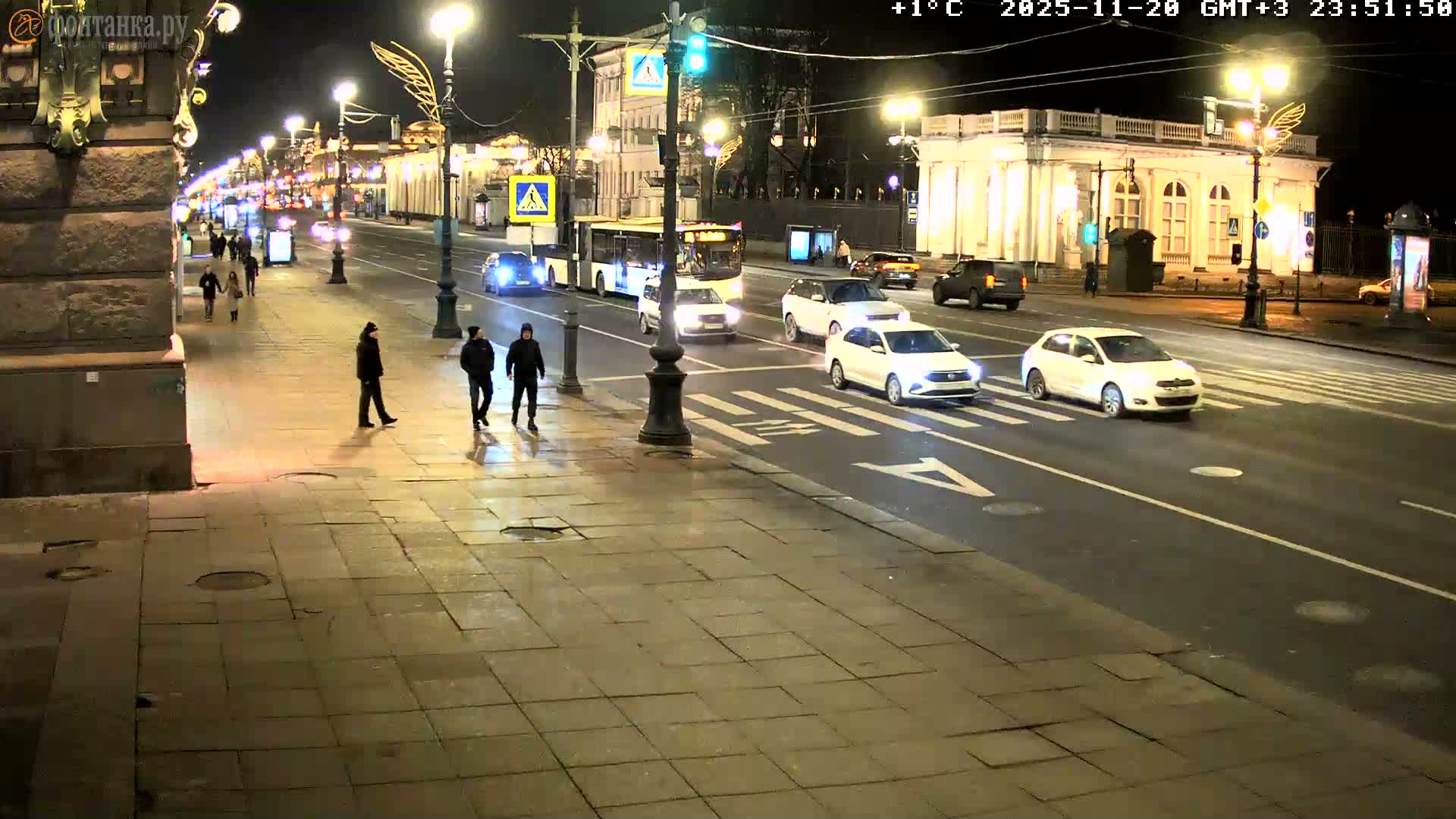 St. Petersburg, Nevskiy Avenue,  Anichkov Palace & Garden (Anitsjkof-Paleis)  Live Cam - Dvortsovy, Tsentralny, Saint Petersburg, Northwestern (Severo-Zapadnyy), Russia