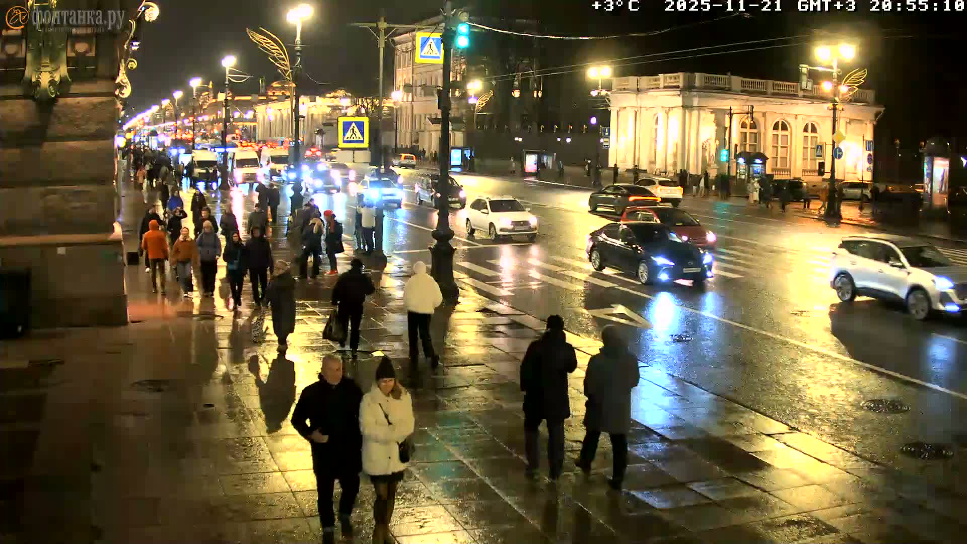 St. Petersburg, Nevskiy Avenue,  Anichkov Palace & Garden (Anitsjkof-Paleis)  Live Cam - Dvortsovy, Tsentralny, Saint Petersburg, Northwestern (Severo-Zapadnyy), Russia