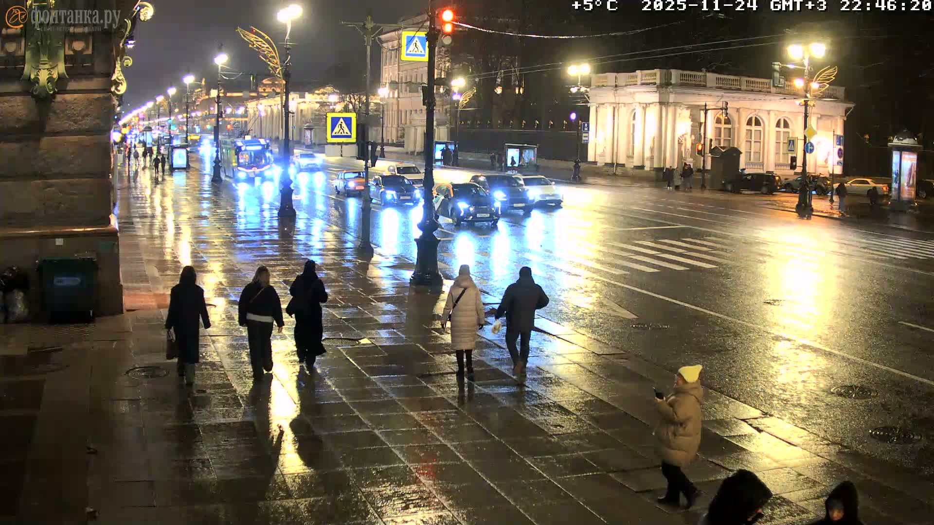 St. Petersburg, Nevskiy Avenue,  Anichkov Palace & Garden (Anitsjkof-Paleis)  Live Cam - Dvortsovy, Tsentralny, Saint Petersburg, Northwestern (Severo-Zapadnyy), Russia