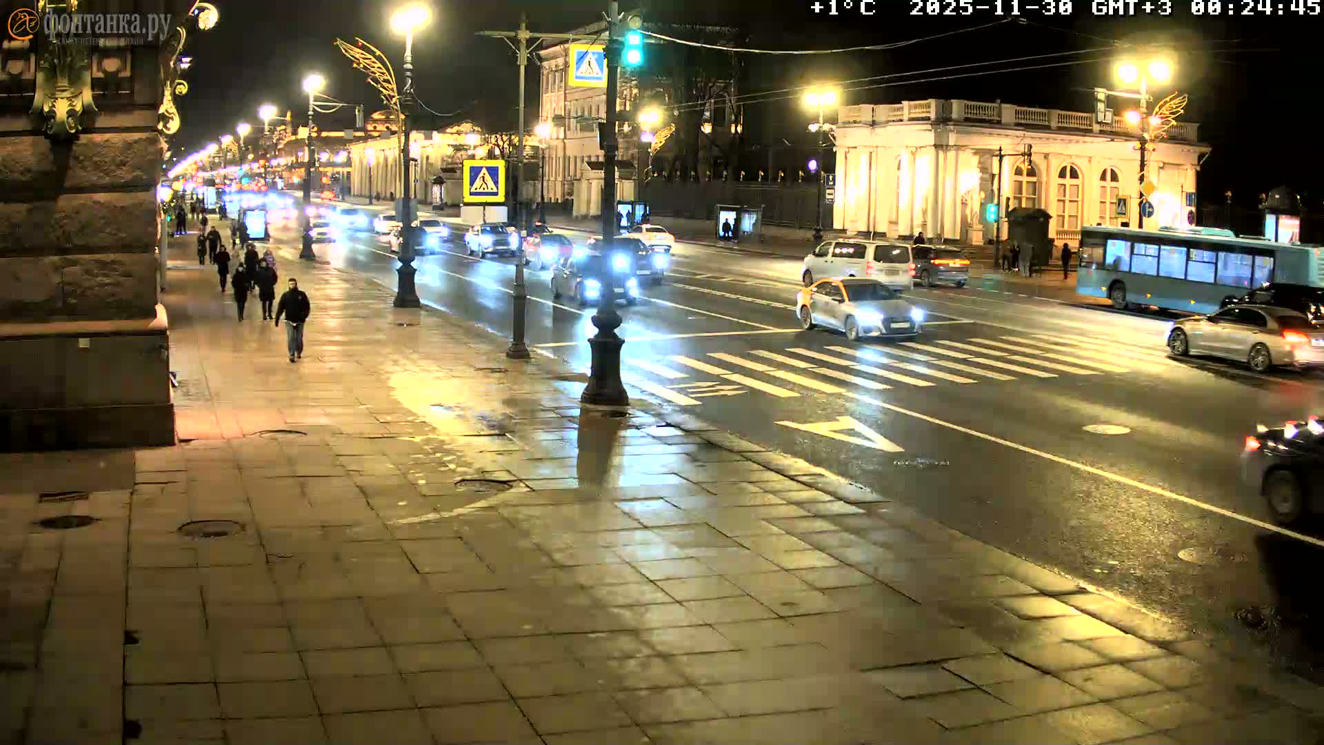 St. Petersburg, Nevskiy Avenue,  Anichkov Palace & Garden (Anitsjkof-Paleis)  Live Cam - Dvortsovy, Tsentralny, Saint Petersburg, Northwestern (Severo-Zapadnyy), Russia