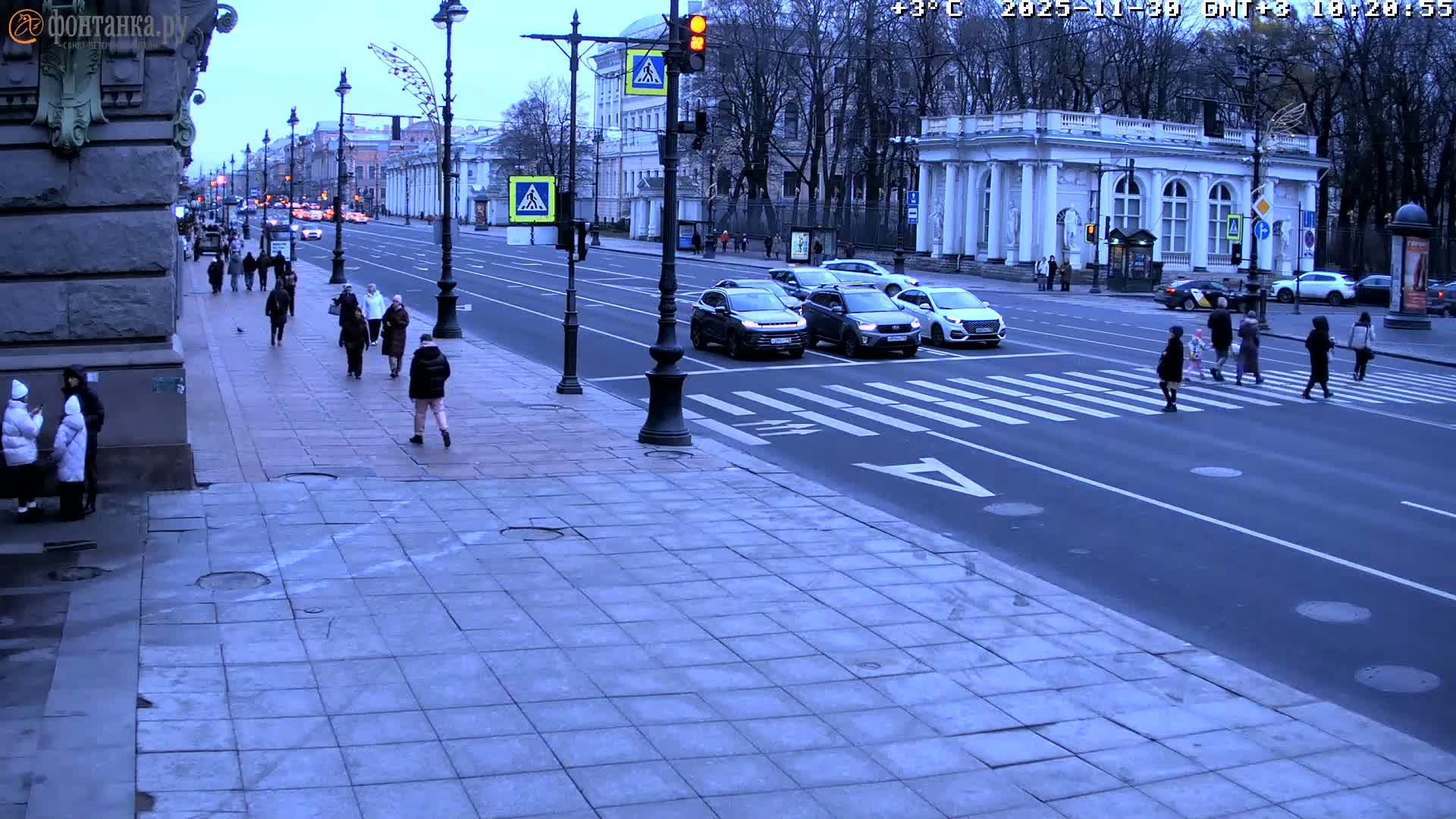 St. Petersburg, Nevskiy Avenue,  Anichkov Palace & Garden (Anitsjkof-Paleis)  Live Cam - Dvortsovy, Tsentralny, Saint Petersburg, Northwestern (Severo-Zapadnyy), Russia