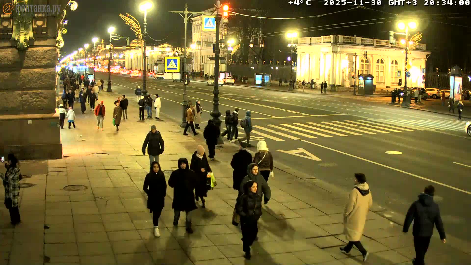 St. Petersburg, Nevskiy Avenue,  Anichkov Palace & Garden (Anitsjkof-Paleis)  Live Cam - Dvortsovy, Tsentralny, Saint Petersburg, Northwestern (Severo-Zapadnyy), Russia