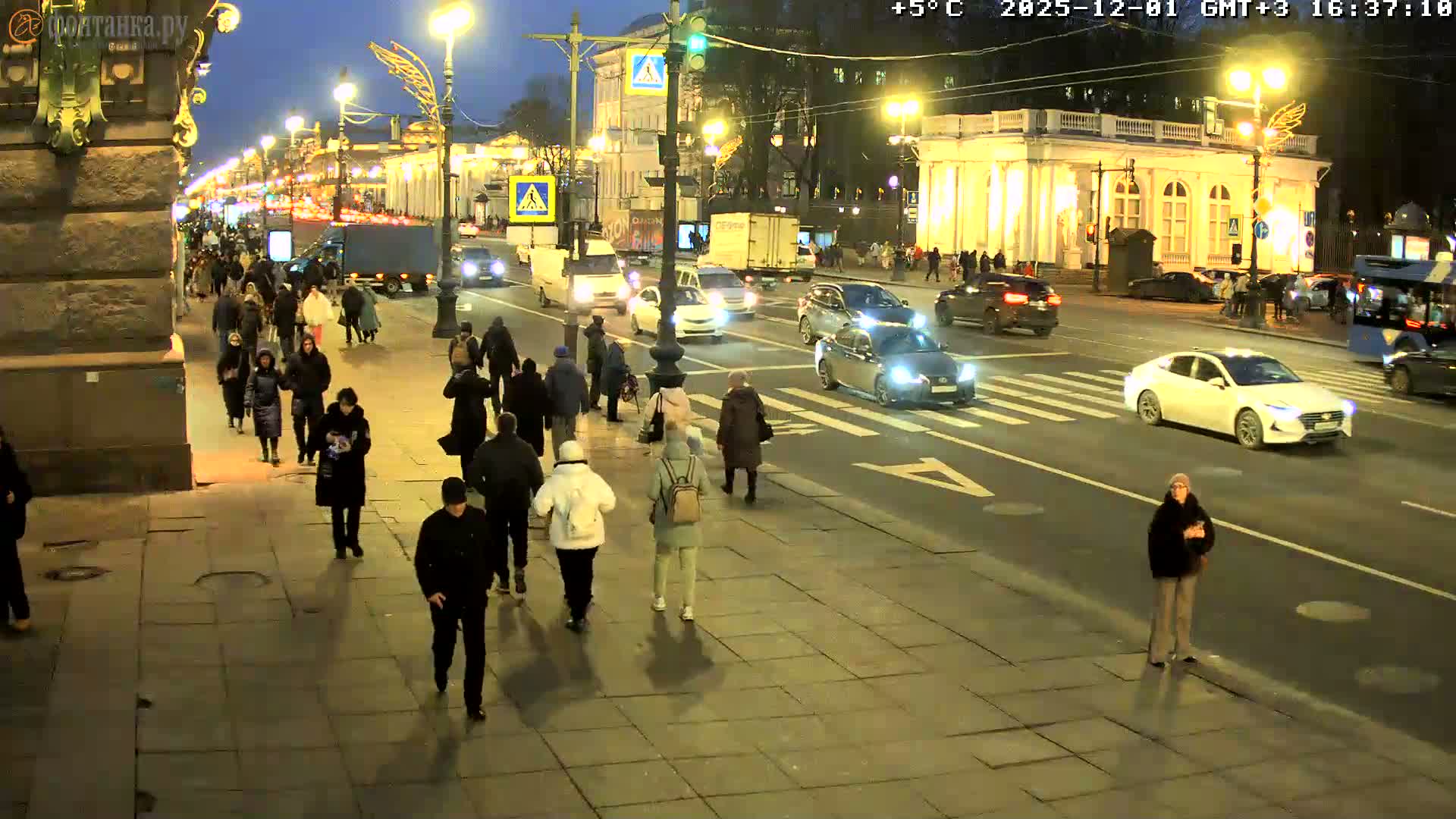 St. Petersburg, Nevskiy Avenue,  Anichkov Palace & Garden (Anitsjkof-Paleis)  Live Cam - Dvortsovy, Tsentralny, Saint Petersburg, Northwestern (Severo-Zapadnyy), Russia