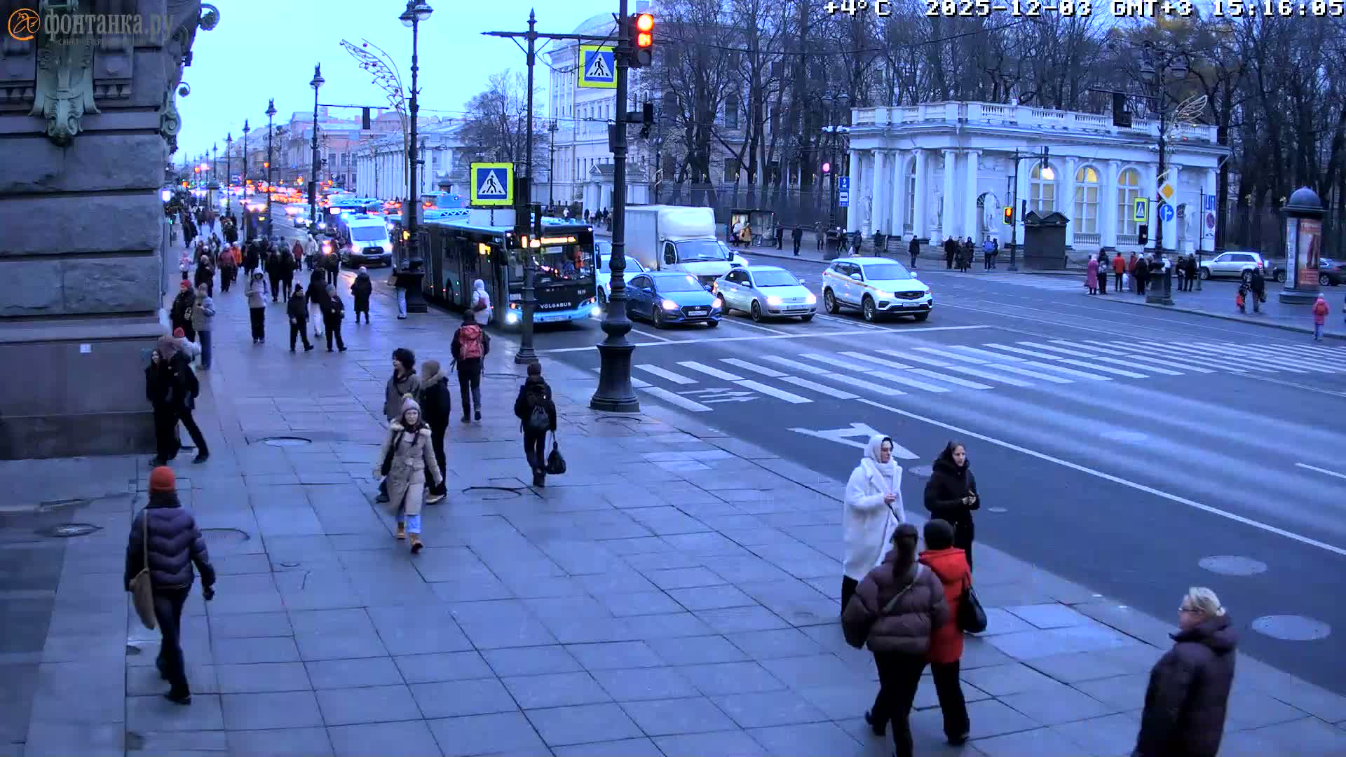 St. Petersburg, Nevskiy Avenue,  Anichkov Palace & Garden (Anitsjkof-Paleis)  Live Cam - Dvortsovy, Tsentralny, Saint Petersburg, Northwestern (Severo-Zapadnyy), Russia