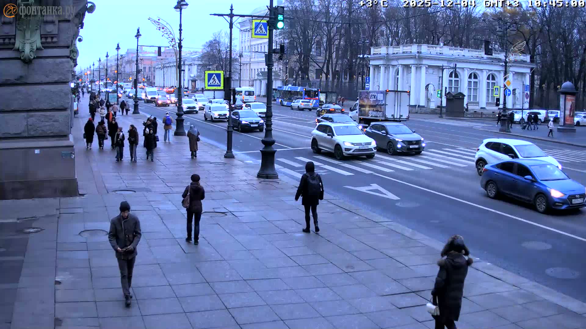 St. Petersburg, Nevskiy Avenue,  Anichkov Palace & Garden (Anitsjkof-Paleis)  Live Cam - Dvortsovy, Tsentralny, Saint Petersburg, Northwestern (Severo-Zapadnyy), Russia
