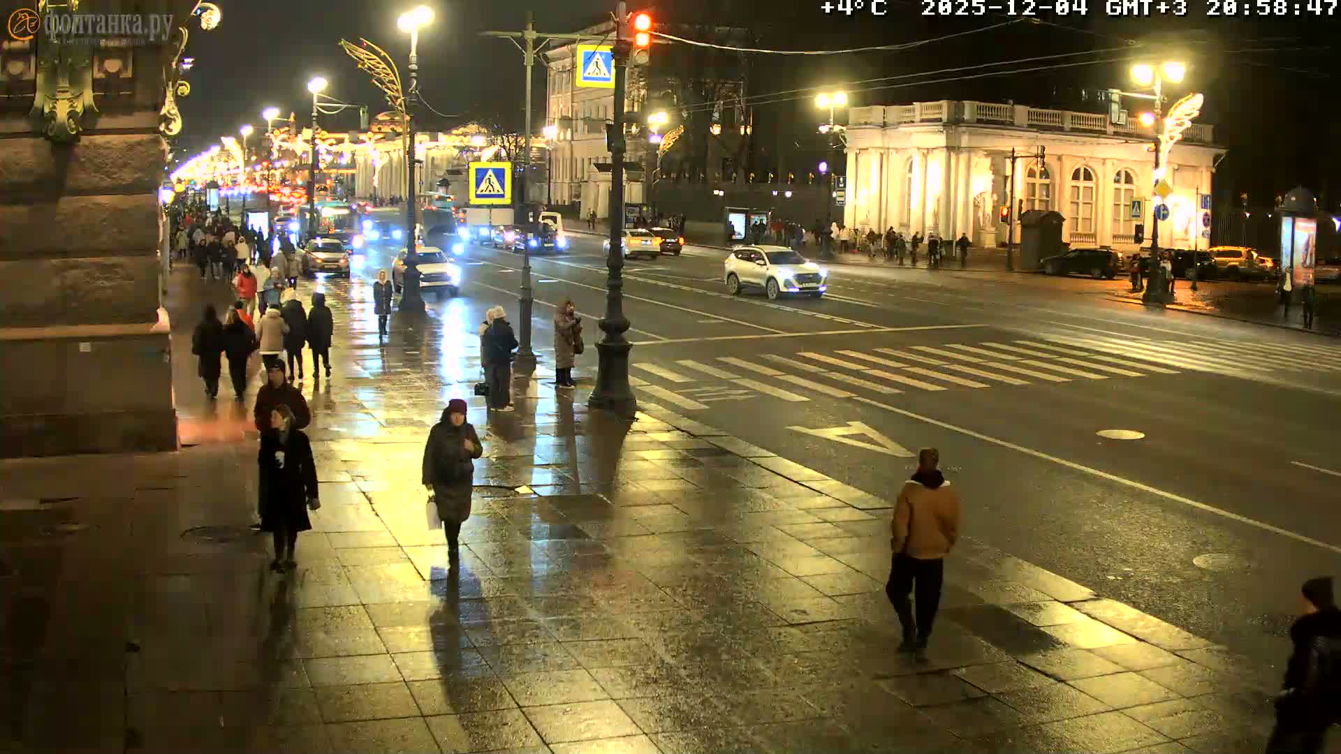 St. Petersburg, Nevskiy Avenue,  Anichkov Palace & Garden (Anitsjkof-Paleis)  Live Cam - Dvortsovy, Tsentralny, Saint Petersburg, Northwestern (Severo-Zapadnyy), Russia