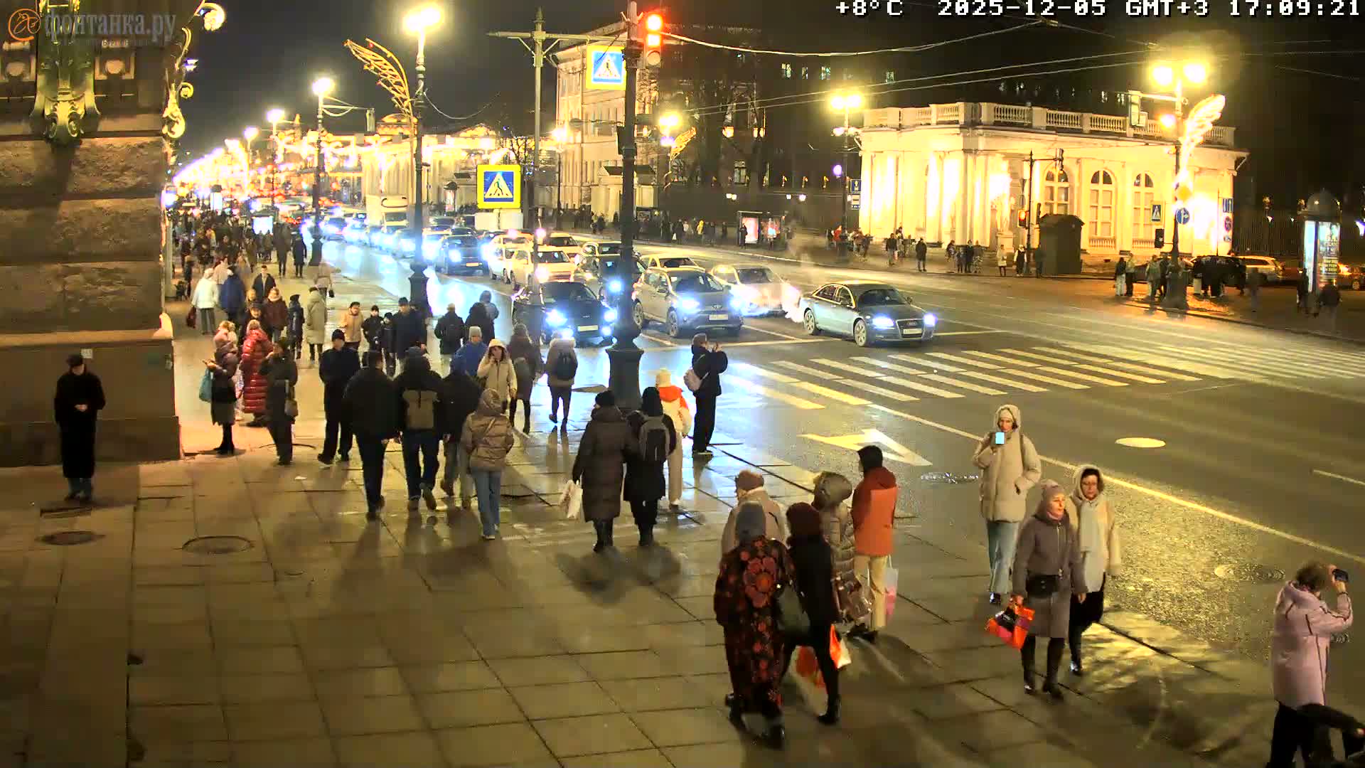 St. Petersburg, Nevskiy Avenue,  Anichkov Palace & Garden (Anitsjkof-Paleis)  Live Cam - Dvortsovy, Tsentralny, Saint Petersburg, Northwestern (Severo-Zapadnyy), Russia
