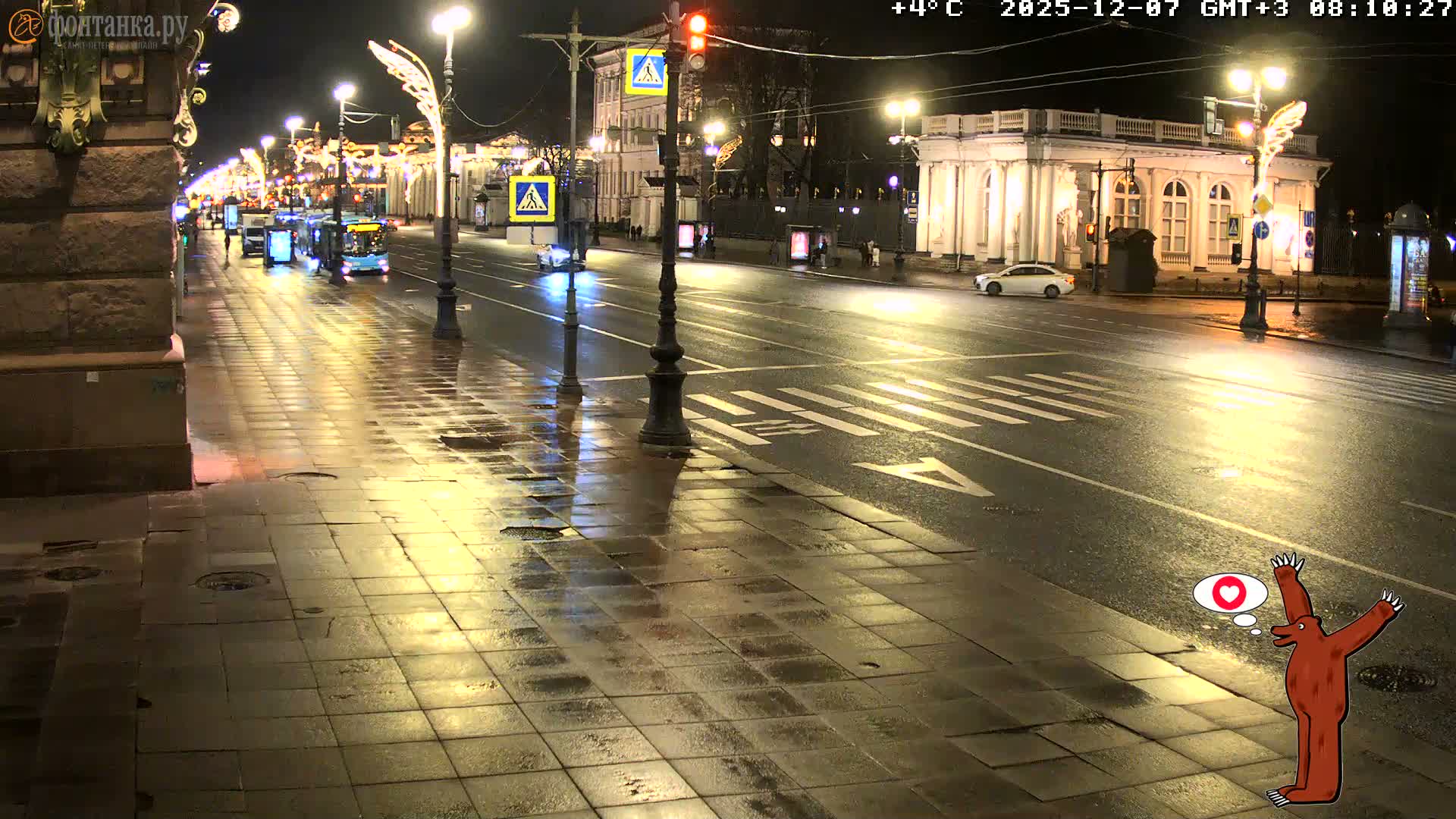 St. Petersburg, Nevskiy Avenue,  Anichkov Palace & Garden (Anitsjkof-Paleis)  Live Cam - Dvortsovy, Tsentralny, Saint Petersburg, Northwestern (Severo-Zapadnyy), Russia
