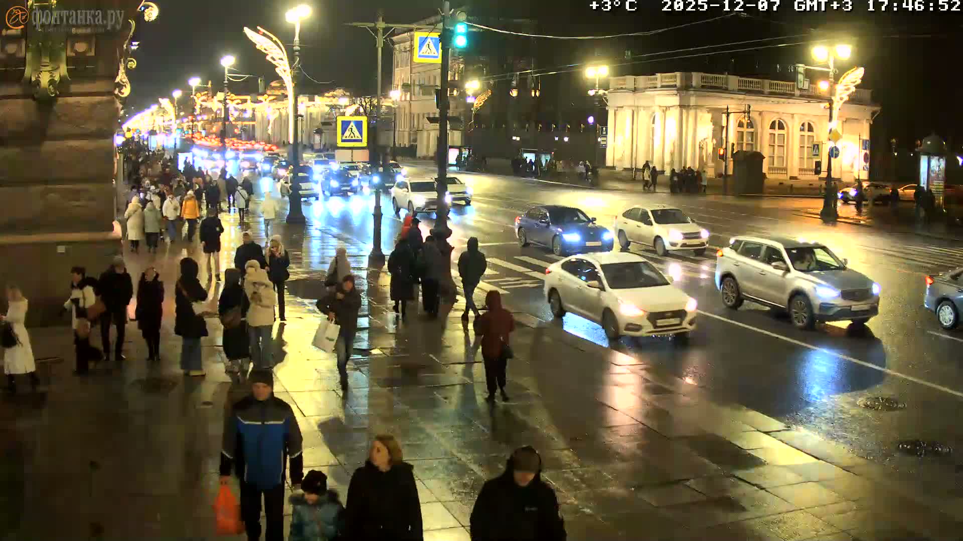 St. Petersburg, Nevskiy Avenue,  Anichkov Palace & Garden (Anitsjkof-Paleis)  Live Cam - Dvortsovy, Tsentralny, Saint Petersburg, Northwestern (Severo-Zapadnyy), Russia