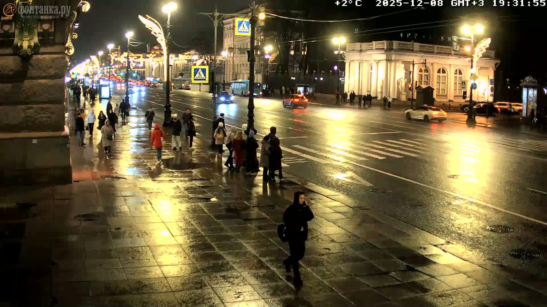 St. Petersburg, Nevskiy Avenue,  Anichkov Palace & Garden (Anitsjkof-Paleis)  Live Cam - Dvortsovy, Tsentralny, Saint Petersburg, Northwestern (Severo-Zapadnyy), Russia