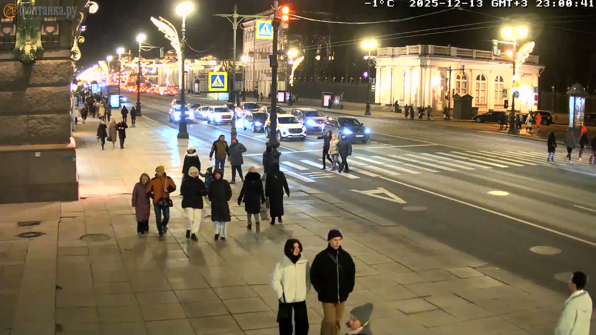 St. Petersburg, Nevskiy Avenue,  Anichkov Palace & Garden (Anitsjkof-Paleis)  Live Cam - Dvortsovy, Tsentralny, Saint Petersburg, Northwestern (Severo-Zapadnyy), Russia