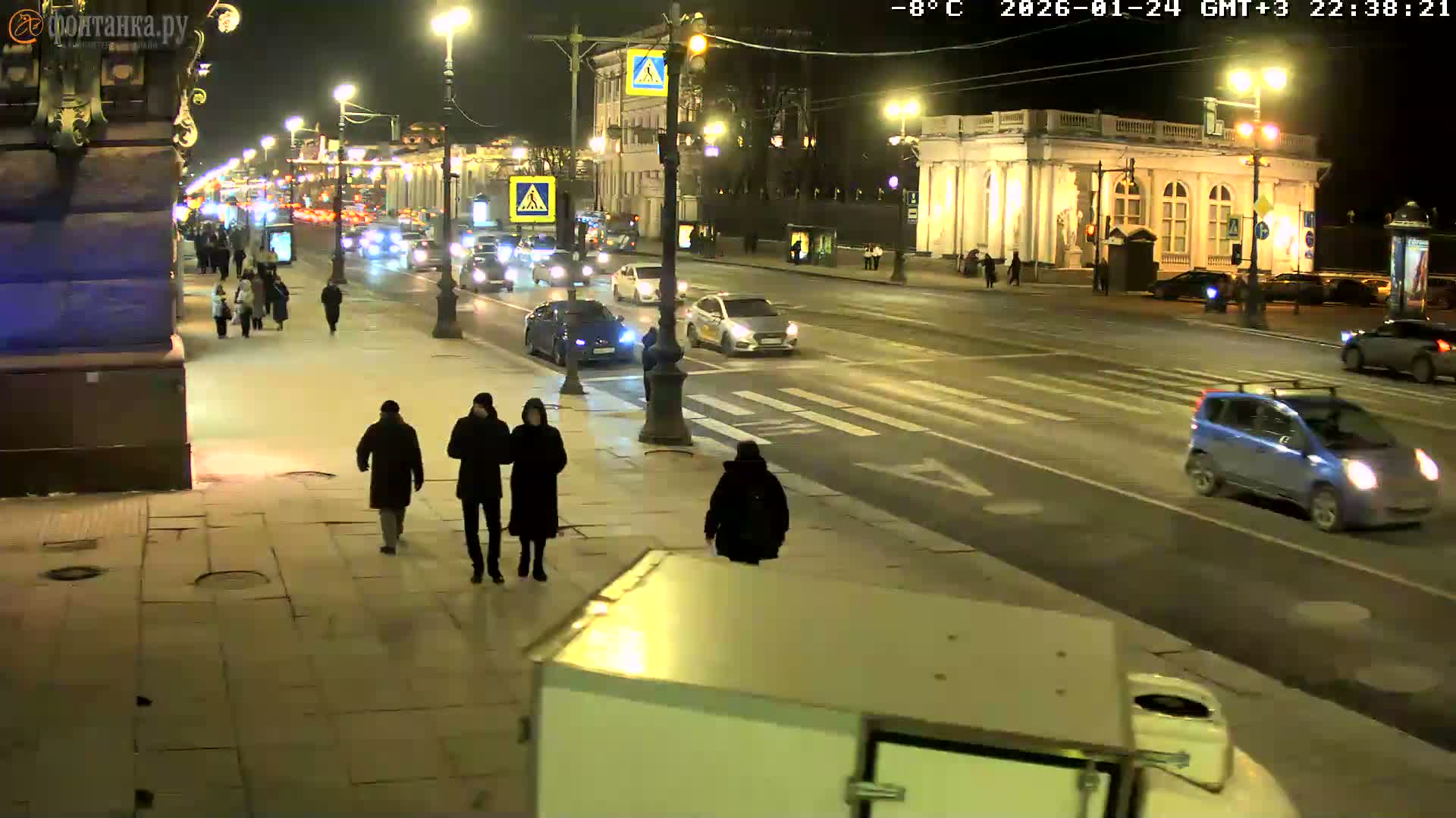St. Petersburg, Nevskiy Avenue,  Anichkov Palace & Garden (Anitsjkof-Paleis)  Live Cam - Dvortsovy, Tsentralny, Saint Petersburg, Northwestern (Severo-Zapadnyy), Russia