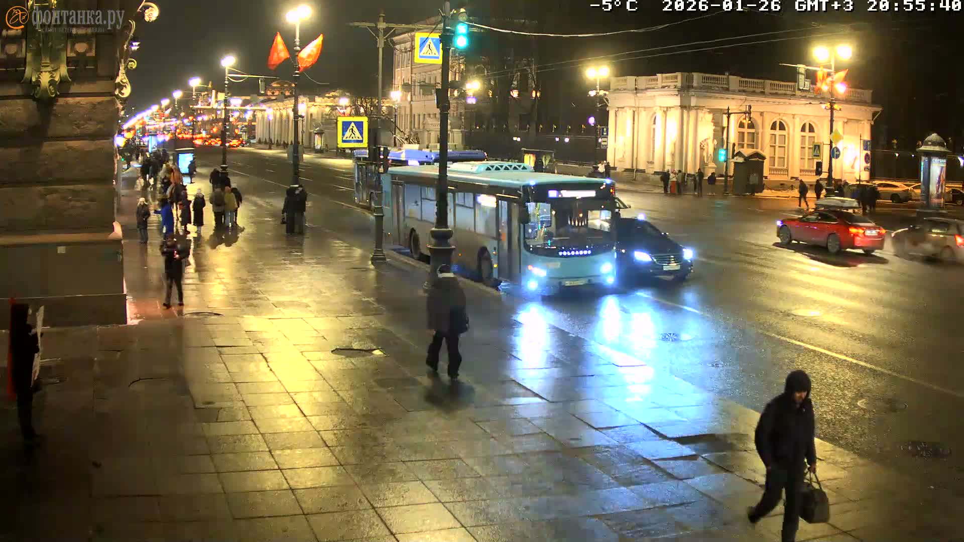 St. Petersburg, Nevskiy Avenue,  Anichkov Palace & Garden (Anitsjkof-Paleis)  Live Cam - Dvortsovy, Tsentralny, Saint Petersburg, Northwestern (Severo-Zapadnyy), Russia