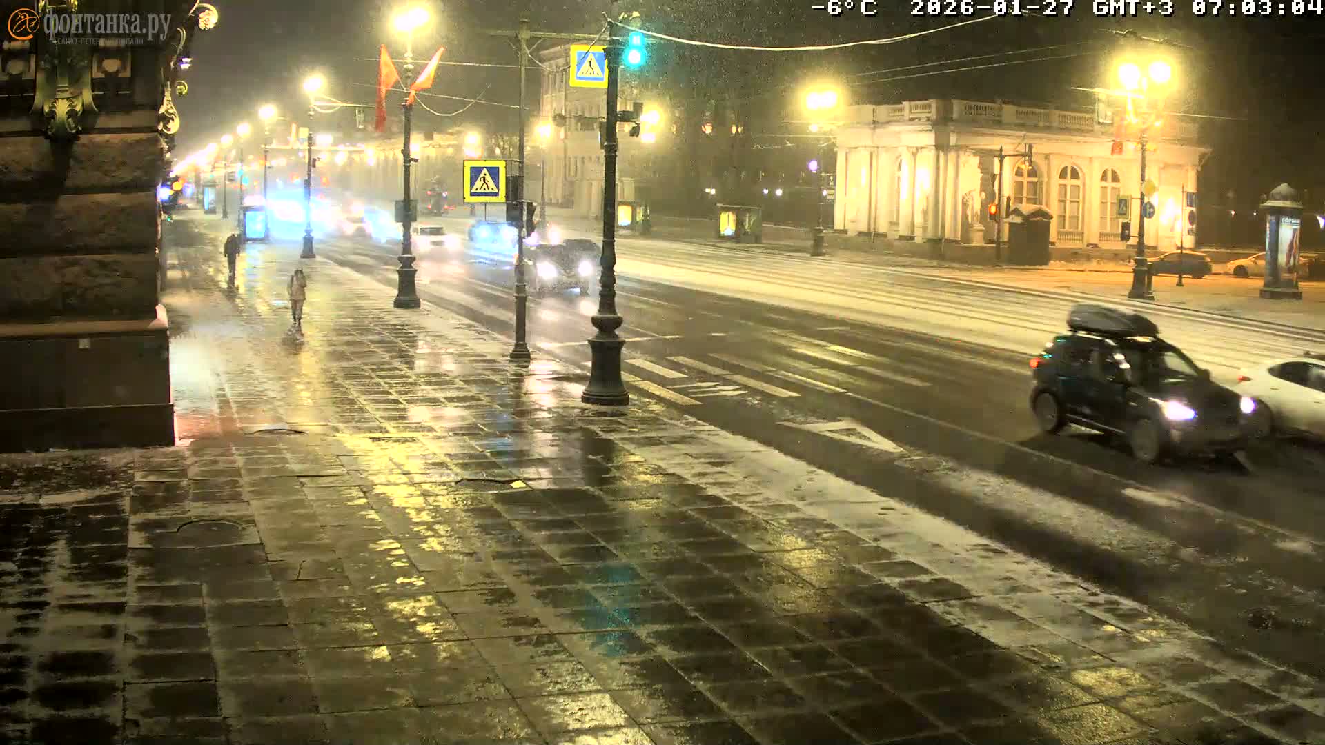 St. Petersburg, Nevskiy Avenue,  Anichkov Palace & Garden (Anitsjkof-Paleis)  Live Cam - Dvortsovy, Tsentralny, Saint Petersburg, Northwestern (Severo-Zapadnyy), Russia