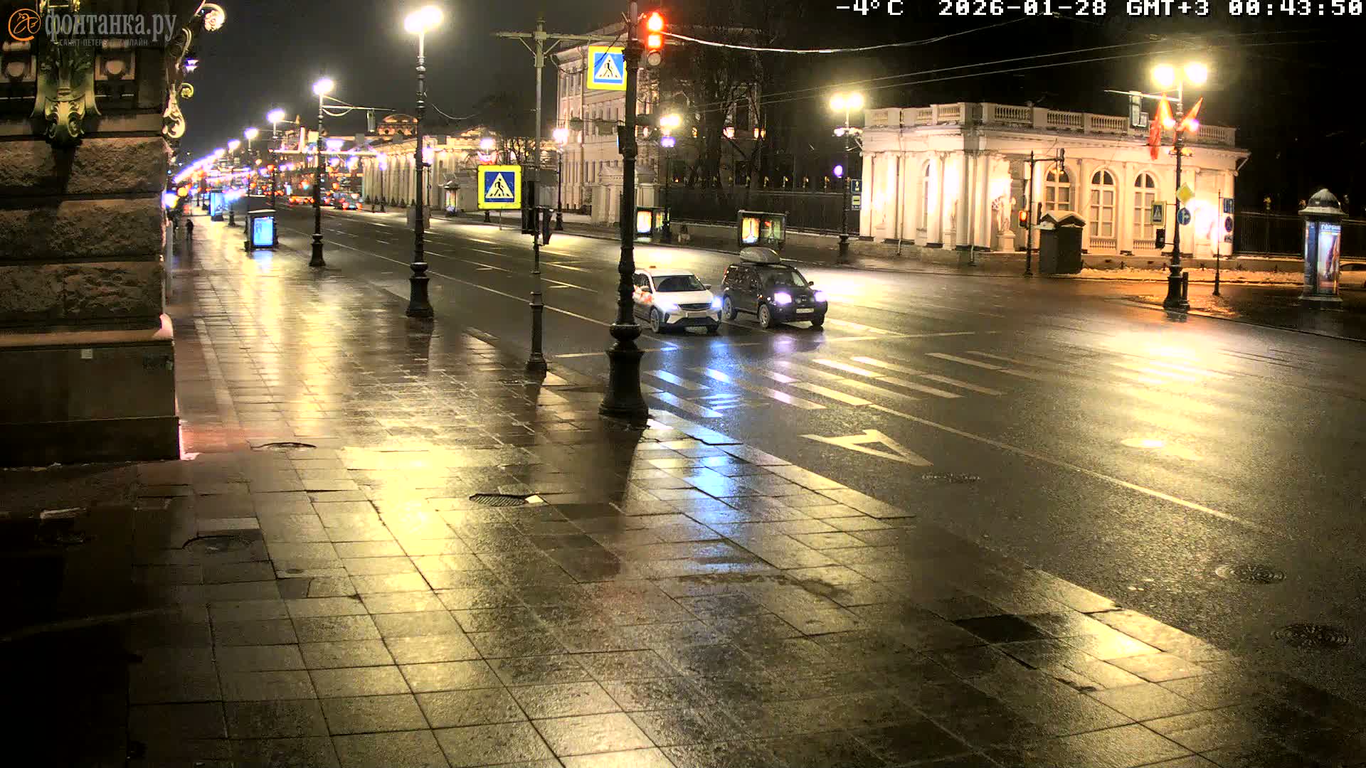 St. Petersburg, Nevskiy Avenue,  Anichkov Palace & Garden (Anitsjkof-Paleis)  Live Cam - Dvortsovy, Tsentralny, Saint Petersburg, Northwestern (Severo-Zapadnyy), Russia