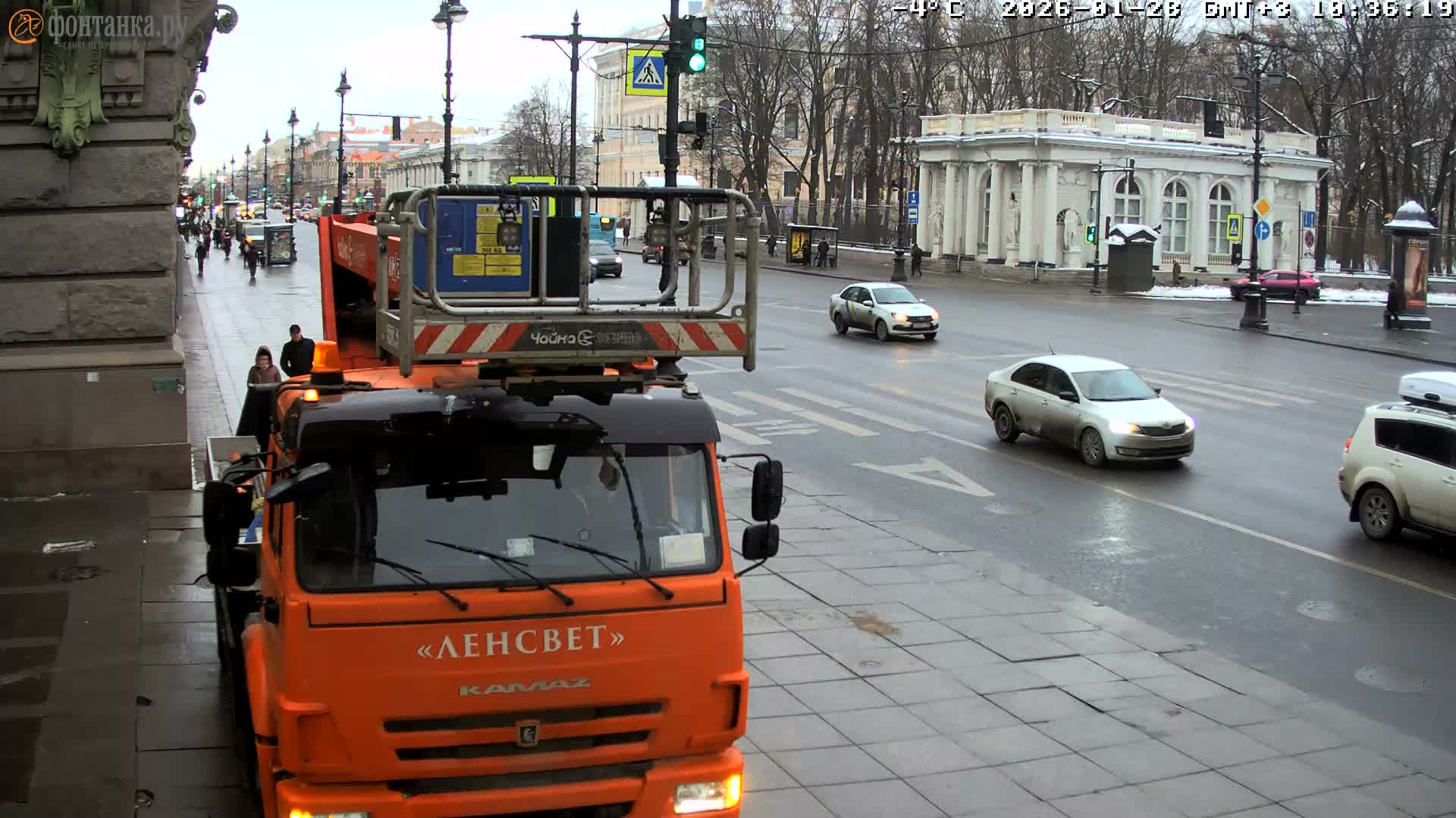 St. Petersburg, Nevskiy Avenue,  Anichkov Palace & Garden (Anitsjkof-Paleis)  Live Cam - Dvortsovy, Tsentralny, Saint Petersburg, Northwestern (Severo-Zapadnyy), Russia