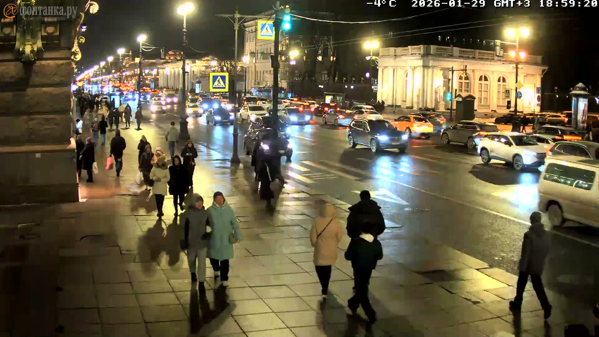 St. Petersburg, Nevskiy Avenue,  Anichkov Palace & Garden (Anitsjkof-Paleis)  Live Cam - Dvortsovy, Tsentralny, Saint Petersburg, Northwestern (Severo-Zapadnyy), Russia