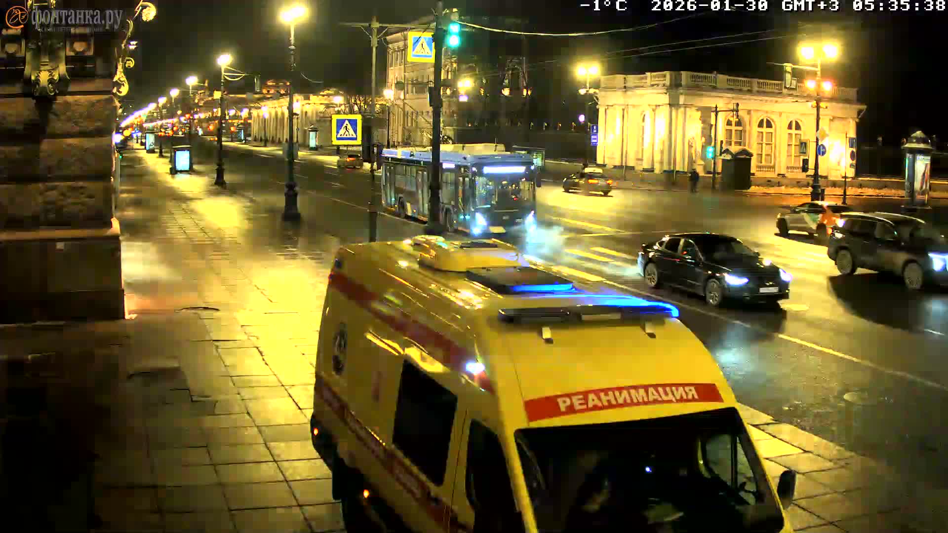 St. Petersburg, Nevskiy Avenue,  Anichkov Palace & Garden (Anitsjkof-Paleis)  Live Cam - Dvortsovy, Tsentralny, Saint Petersburg, Northwestern (Severo-Zapadnyy), Russia
