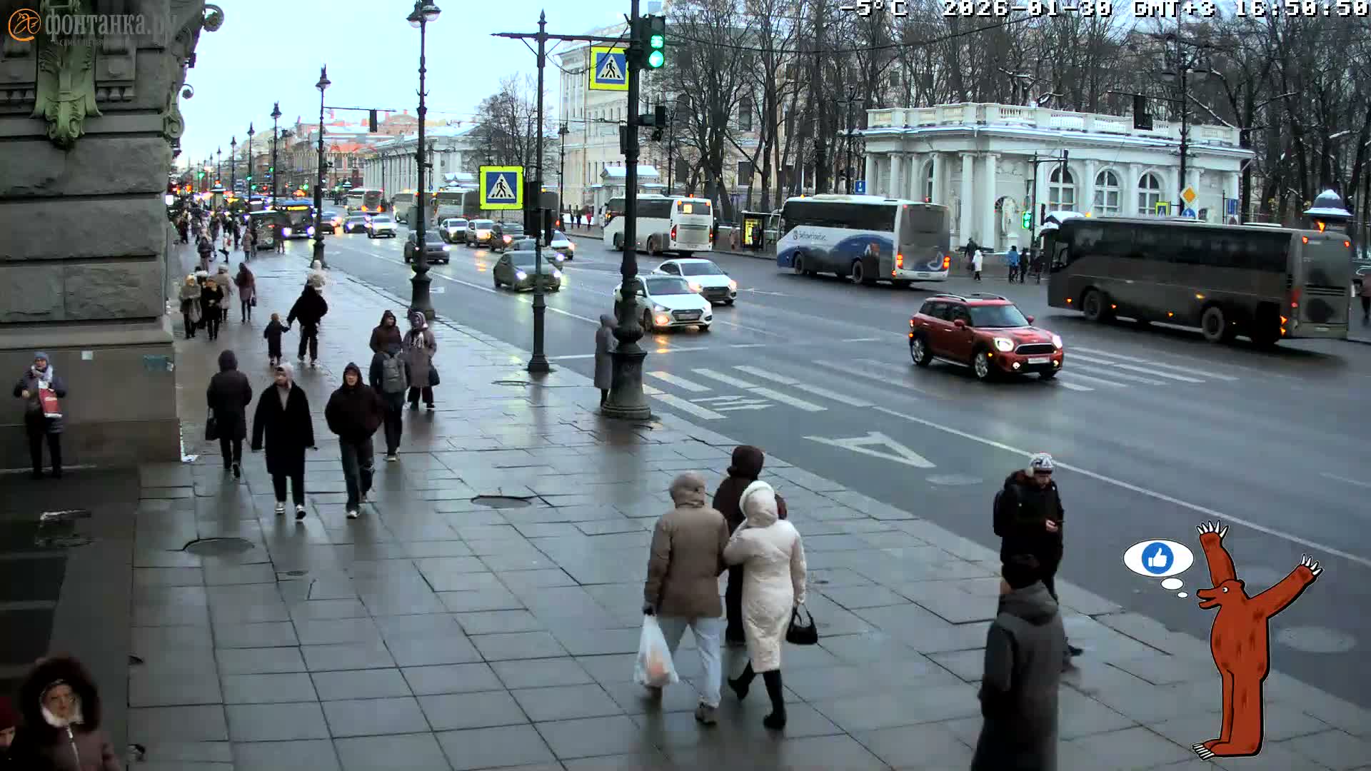 St. Petersburg, Nevskiy Avenue,  Anichkov Palace & Garden (Anitsjkof-Paleis)  Live Cam - Dvortsovy, Tsentralny, Saint Petersburg, Northwestern (Severo-Zapadnyy), Russia