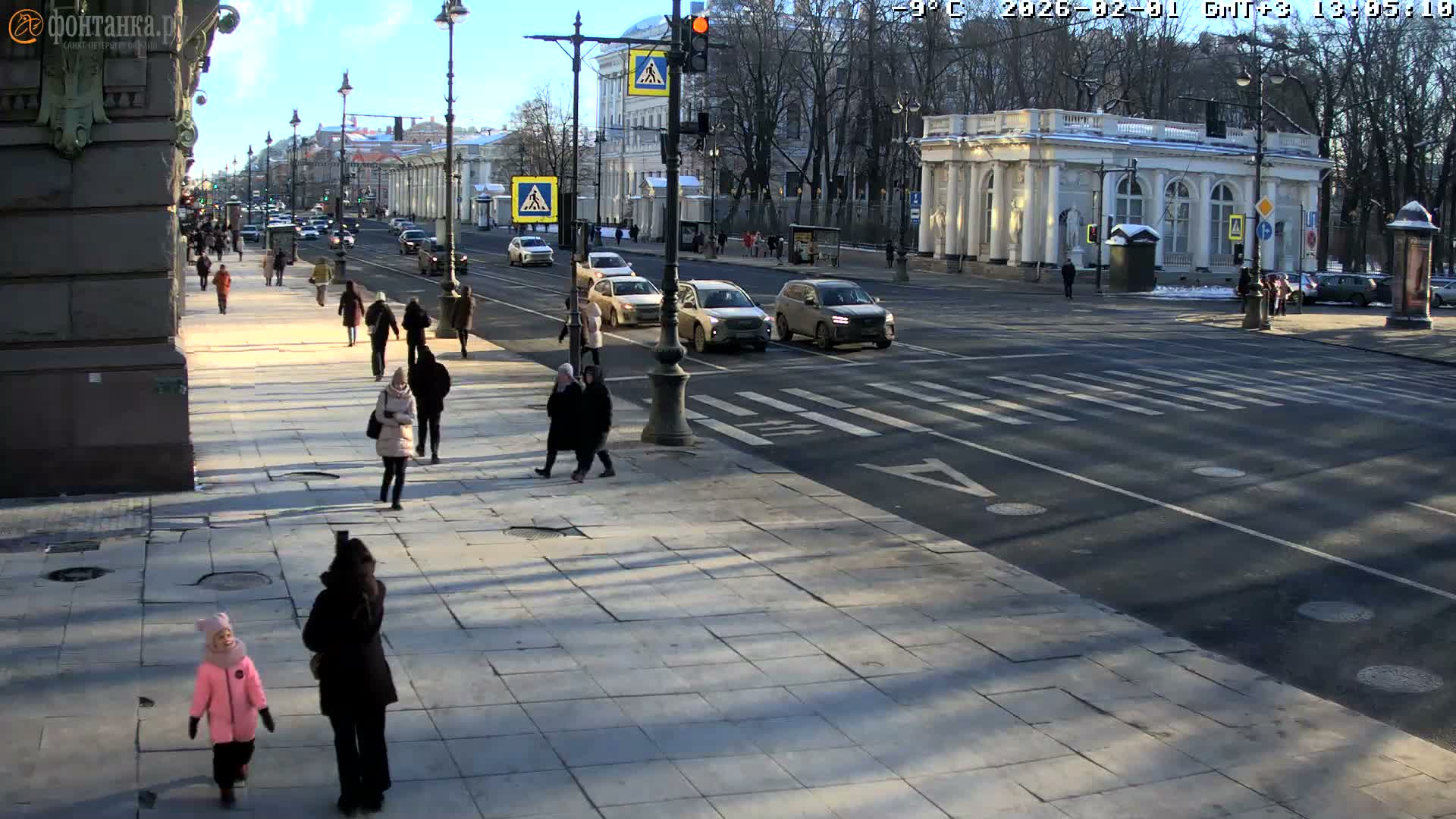 St. Petersburg, Nevskiy Avenue,  Anichkov Palace & Garden (Anitsjkof-Paleis)  Live Cam - Dvortsovy, Tsentralny, Saint Petersburg, Northwestern (Severo-Zapadnyy), Russia