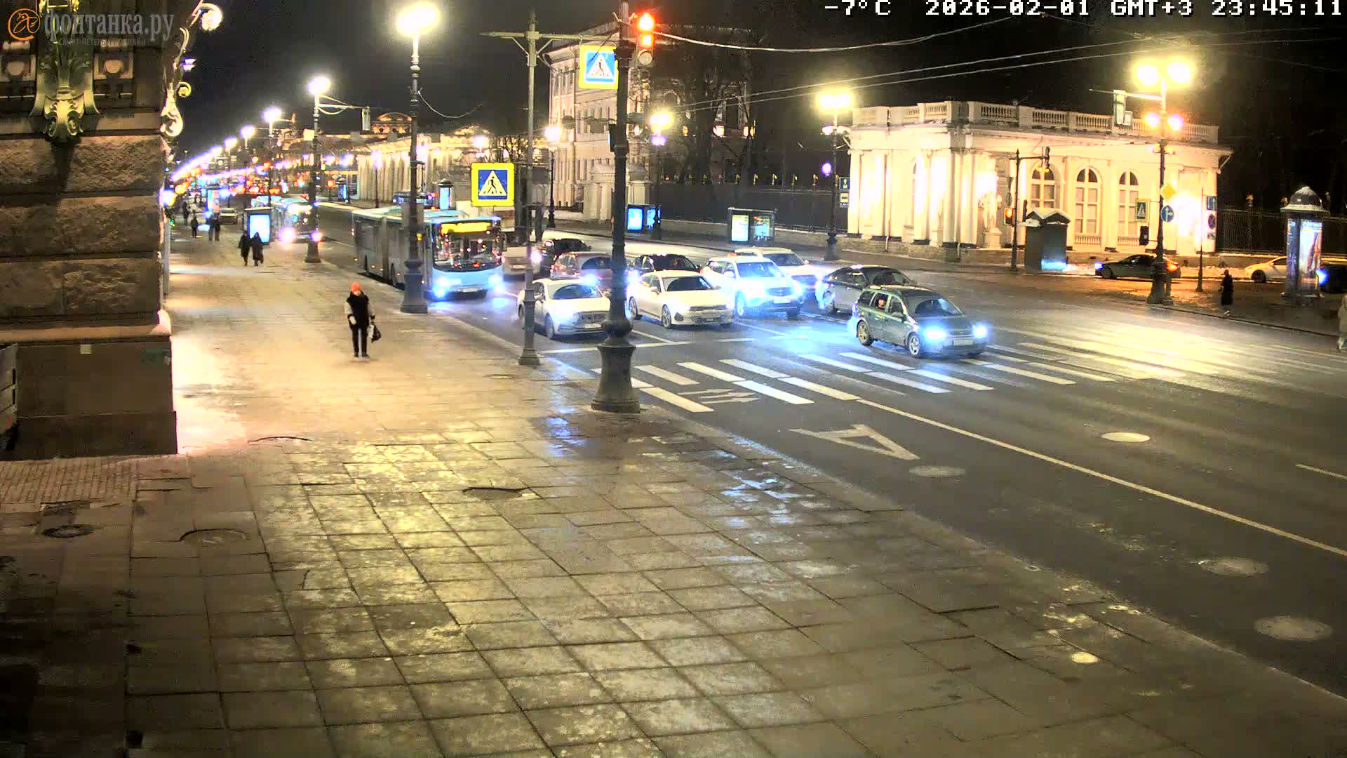 St. Petersburg, Nevskiy Avenue,  Anichkov Palace & Garden (Anitsjkof-Paleis)  Live Cam - Dvortsovy, Tsentralny, Saint Petersburg, Northwestern (Severo-Zapadnyy), Russia