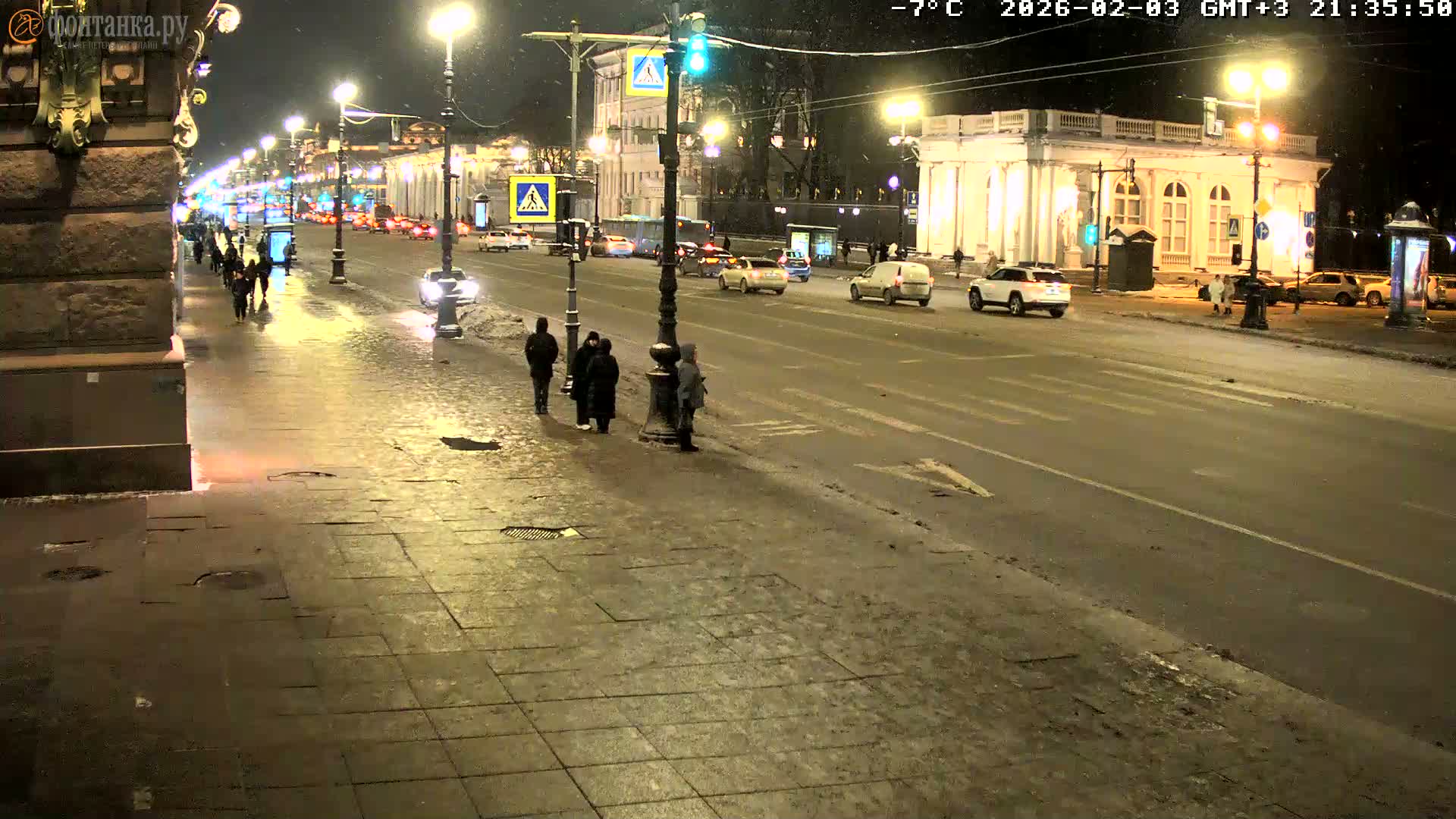 St. Petersburg, Nevskiy Avenue,  Anichkov Palace & Garden (Anitsjkof-Paleis)  Live Cam - Dvortsovy, Tsentralny, Saint Petersburg, Northwestern (Severo-Zapadnyy), Russia