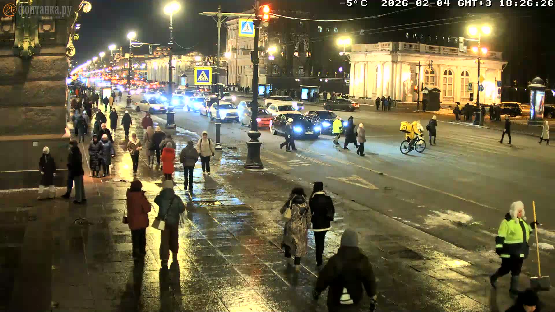 St. Petersburg, Nevskiy Avenue,  Anichkov Palace & Garden (Anitsjkof-Paleis)  Live Cam - Dvortsovy, Tsentralny, Saint Petersburg, Northwestern (Severo-Zapadnyy), Russia