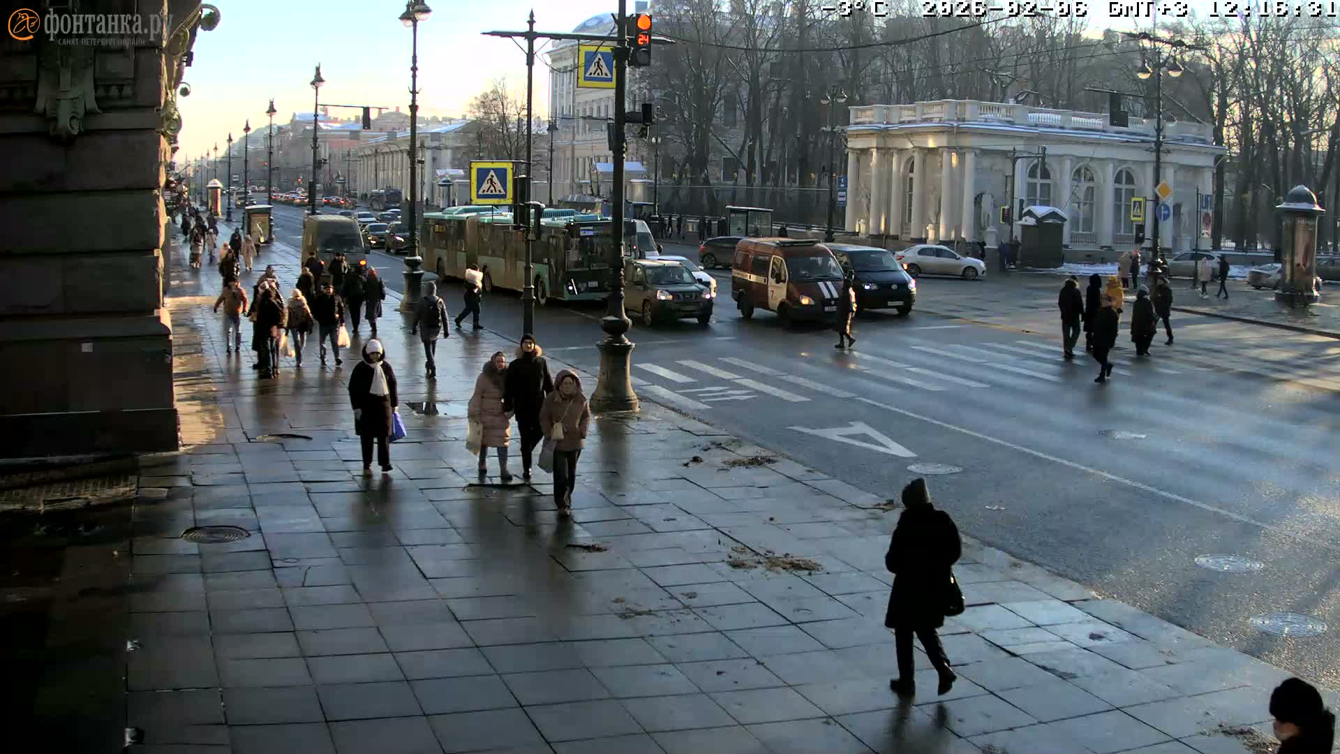 St. Petersburg, Nevskiy Avenue,  Anichkov Palace & Garden (Anitsjkof-Paleis)  Live Cam - Dvortsovy, Tsentralny, Saint Petersburg, Northwestern (Severo-Zapadnyy), Russia