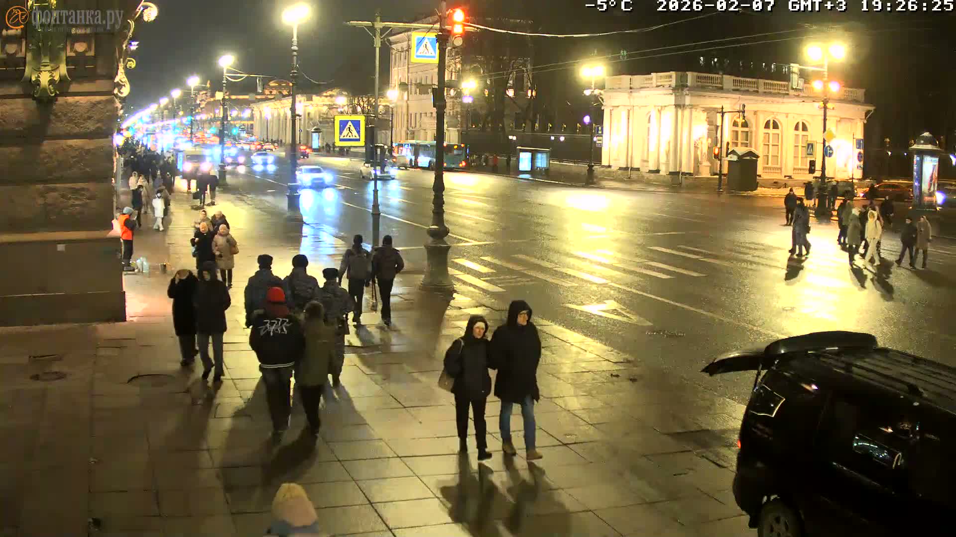 St. Petersburg, Nevskiy Avenue,  Anichkov Palace & Garden (Anitsjkof-Paleis)  Live Cam - Dvortsovy, Tsentralny, Saint Petersburg, Northwestern (Severo-Zapadnyy), Russia