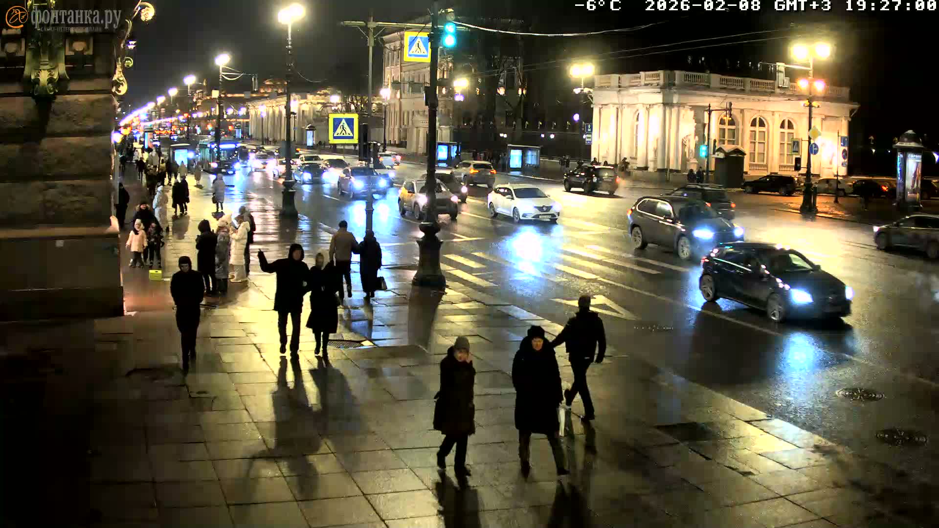 St. Petersburg, Nevskiy Avenue,  Anichkov Palace & Garden (Anitsjkof-Paleis)  Live Cam - Dvortsovy, Tsentralny, Saint Petersburg, Northwestern (Severo-Zapadnyy), Russia