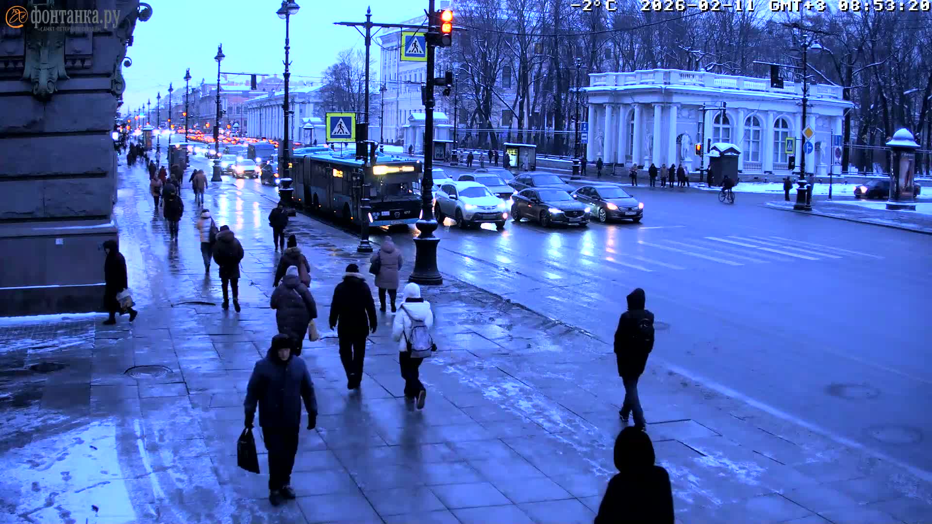 St. Petersburg, Nevskiy Avenue,  Anichkov Palace & Garden (Anitsjkof-Paleis)  Live Cam - Dvortsovy, Tsentralny, Saint Petersburg, Northwestern (Severo-Zapadnyy), Russia