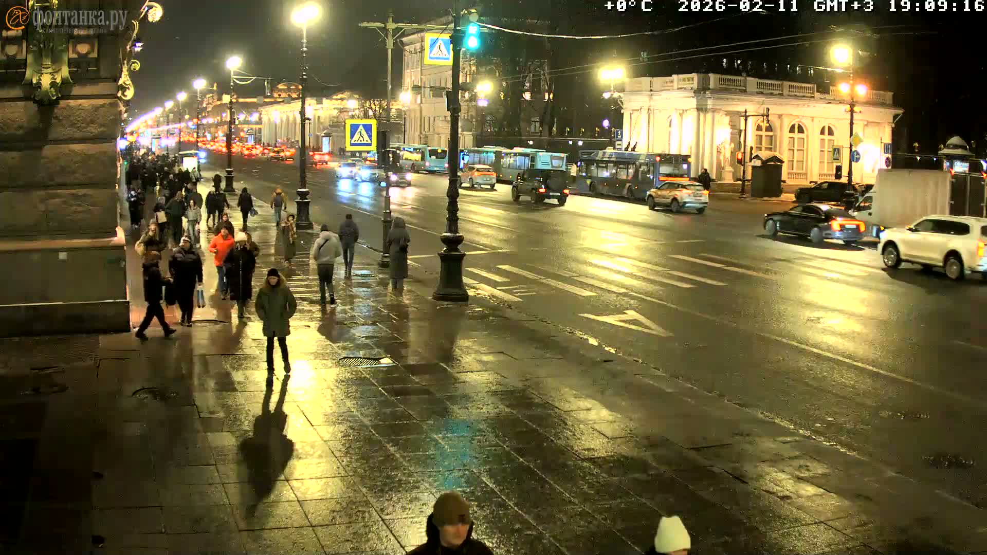 St. Petersburg, Nevskiy Avenue,  Anichkov Palace & Garden (Anitsjkof-Paleis)  Live Cam - Dvortsovy, Tsentralny, Saint Petersburg, Northwestern (Severo-Zapadnyy), Russia