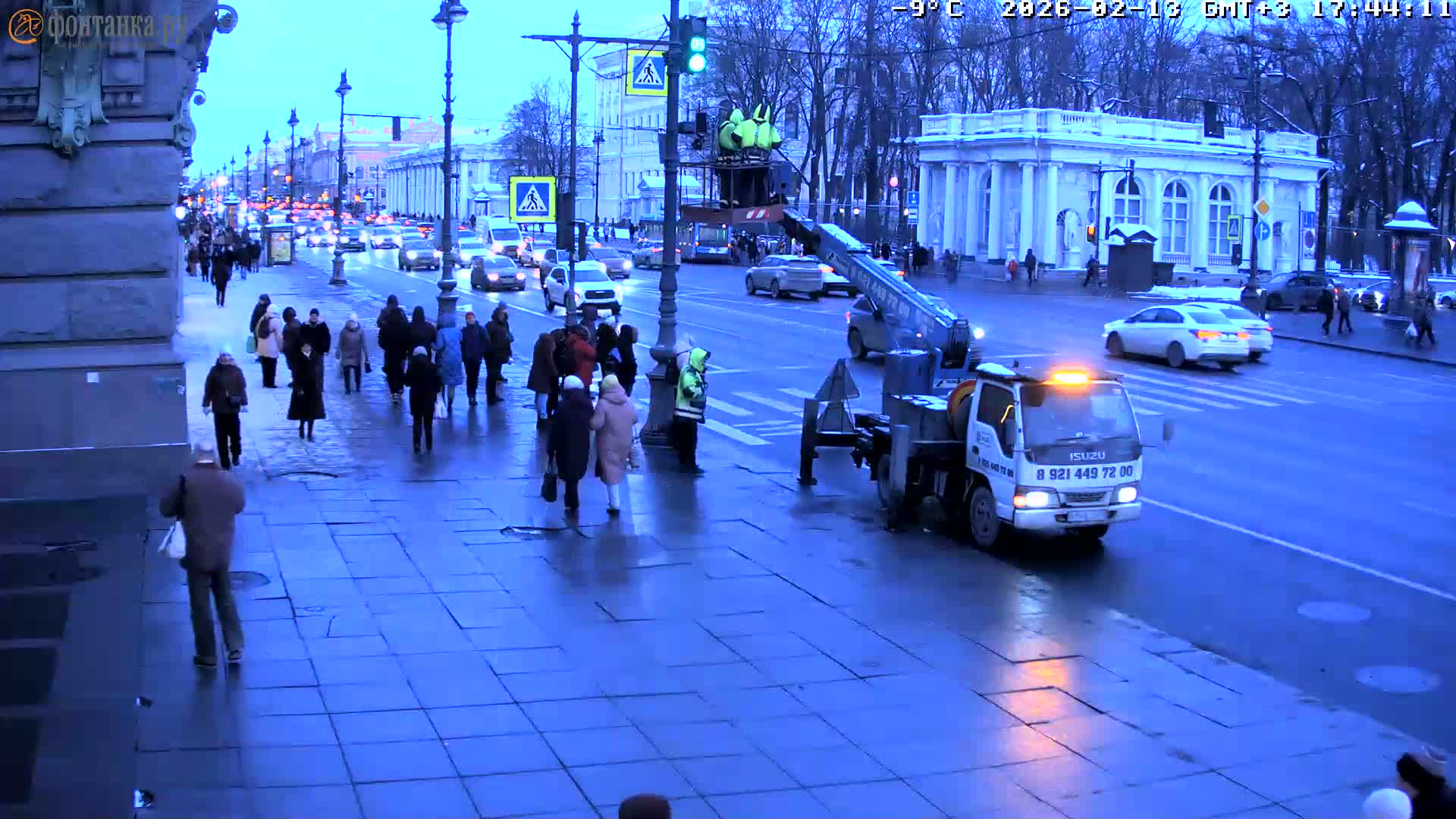 St. Petersburg, Nevskiy Avenue,  Anichkov Palace & Garden (Anitsjkof-Paleis)  Live Cam - Dvortsovy, Tsentralny, Saint Petersburg, Northwestern (Severo-Zapadnyy), Russia