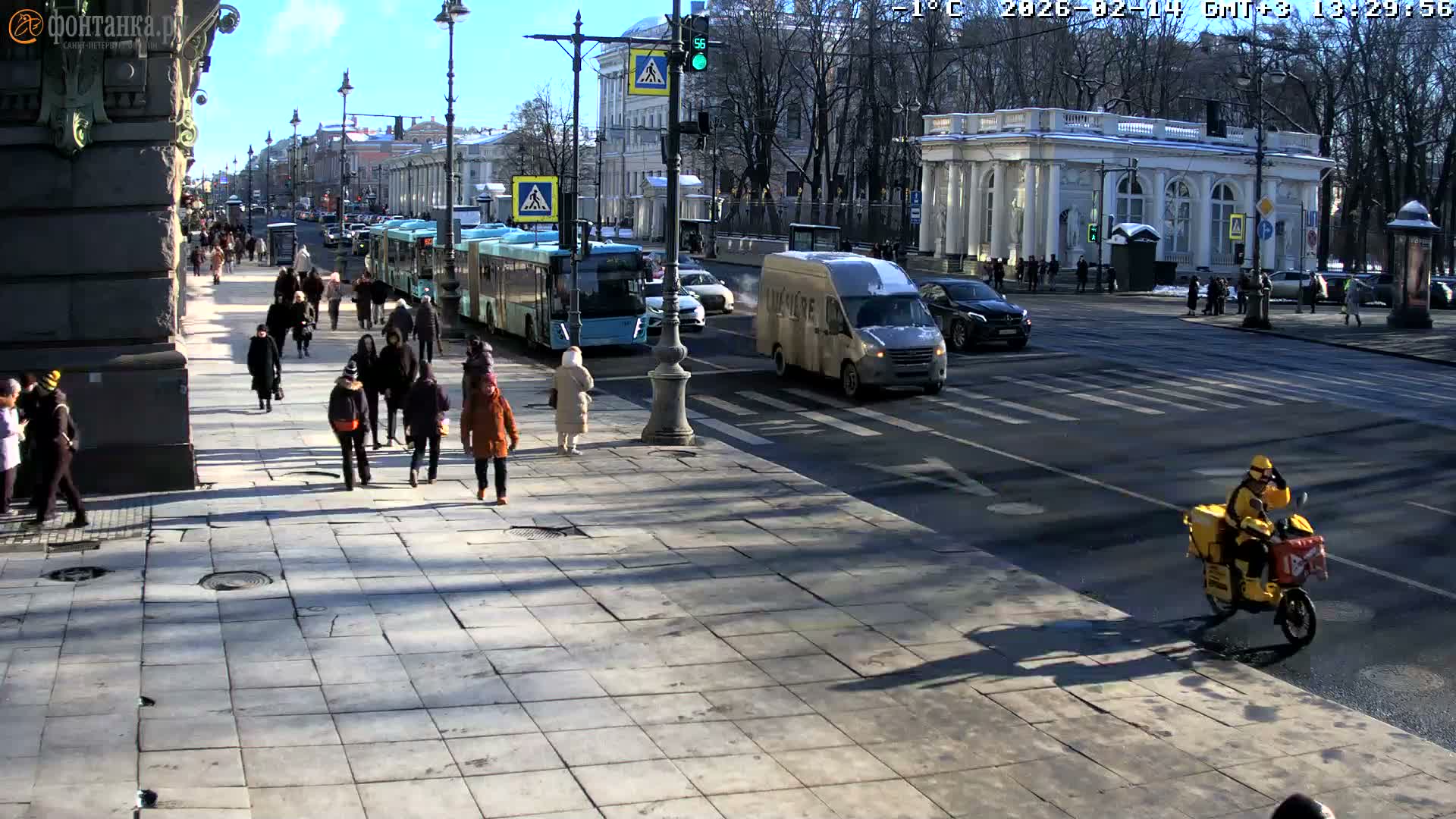 St. Petersburg, Nevskiy Avenue,  Anichkov Palace & Garden (Anitsjkof-Paleis)  Live Cam - Dvortsovy, Tsentralny, Saint Petersburg, Northwestern (Severo-Zapadnyy), Russia