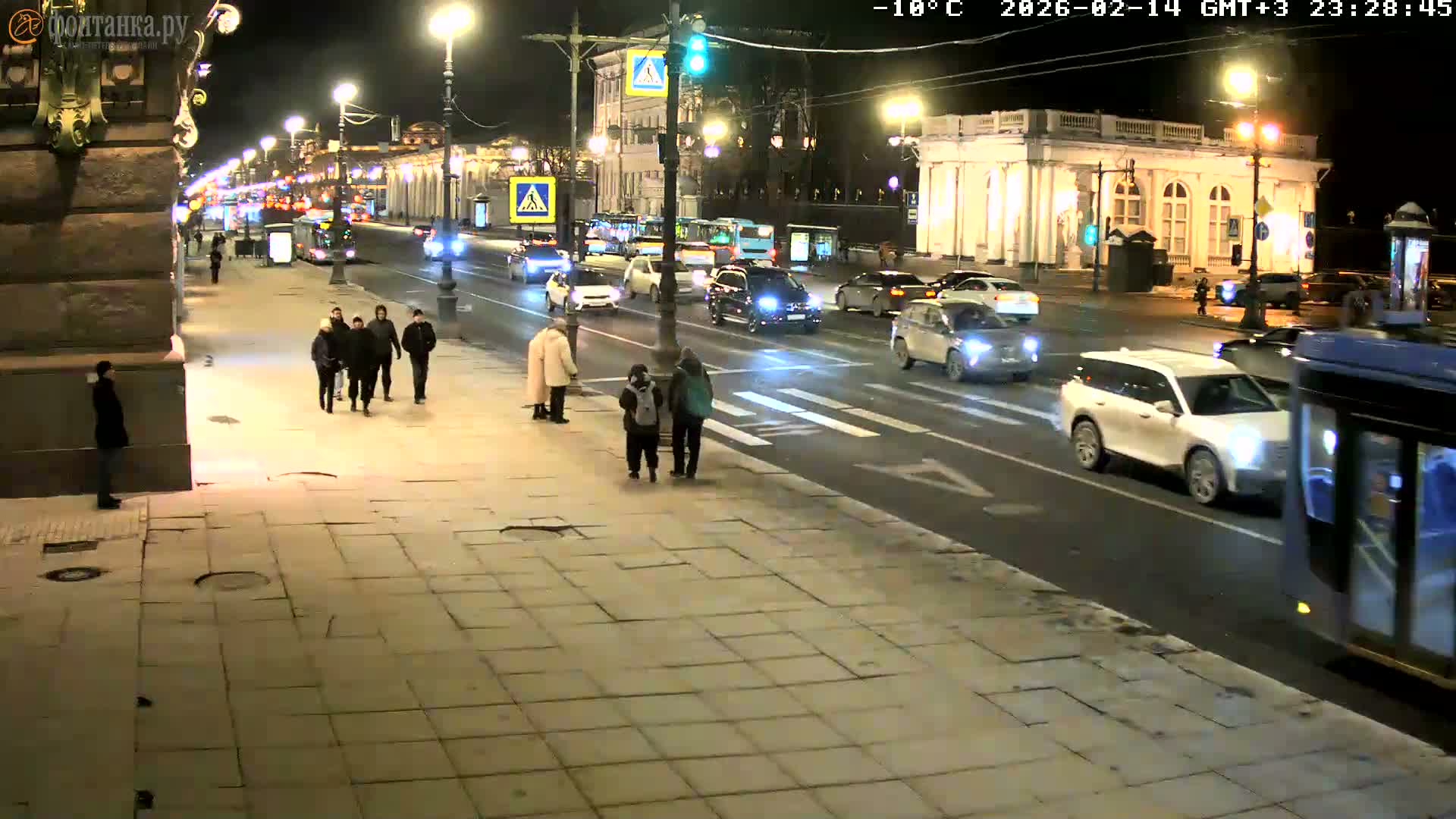 St. Petersburg, Nevskiy Avenue,  Anichkov Palace & Garden (Anitsjkof-Paleis)  Live Cam - Dvortsovy, Tsentralny, Saint Petersburg, Northwestern (Severo-Zapadnyy), Russia