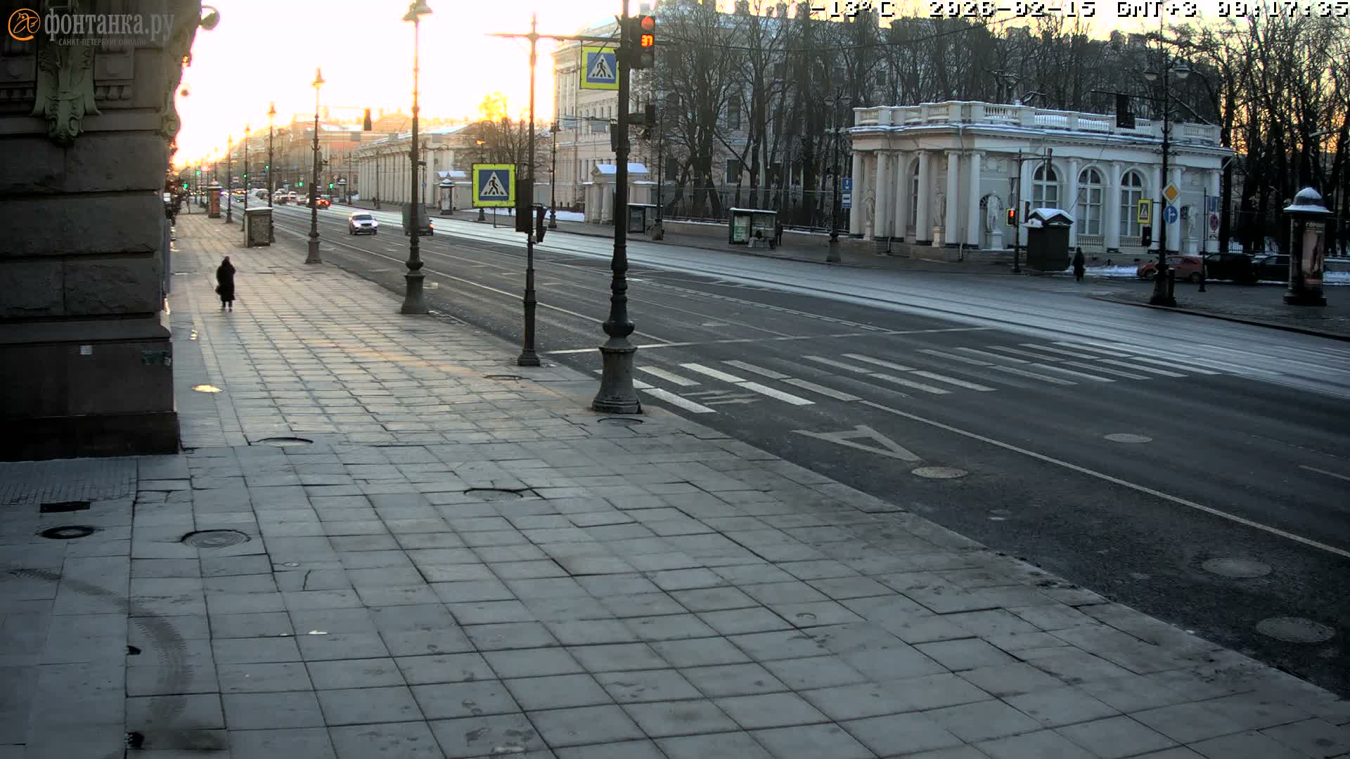 St. Petersburg, Nevskiy Avenue,  Anichkov Palace & Garden (Anitsjkof-Paleis)  Live Cam - Dvortsovy, Tsentralny, Saint Petersburg, Northwestern (Severo-Zapadnyy), Russia
