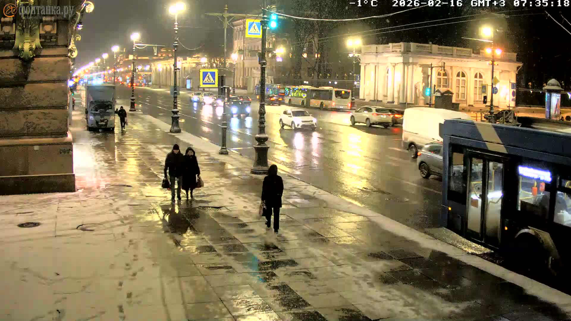 St. Petersburg, Nevskiy Avenue,  Anichkov Palace & Garden (Anitsjkof-Paleis)  Live Cam - Dvortsovy, Tsentralny, Saint Petersburg, Northwestern (Severo-Zapadnyy), Russia