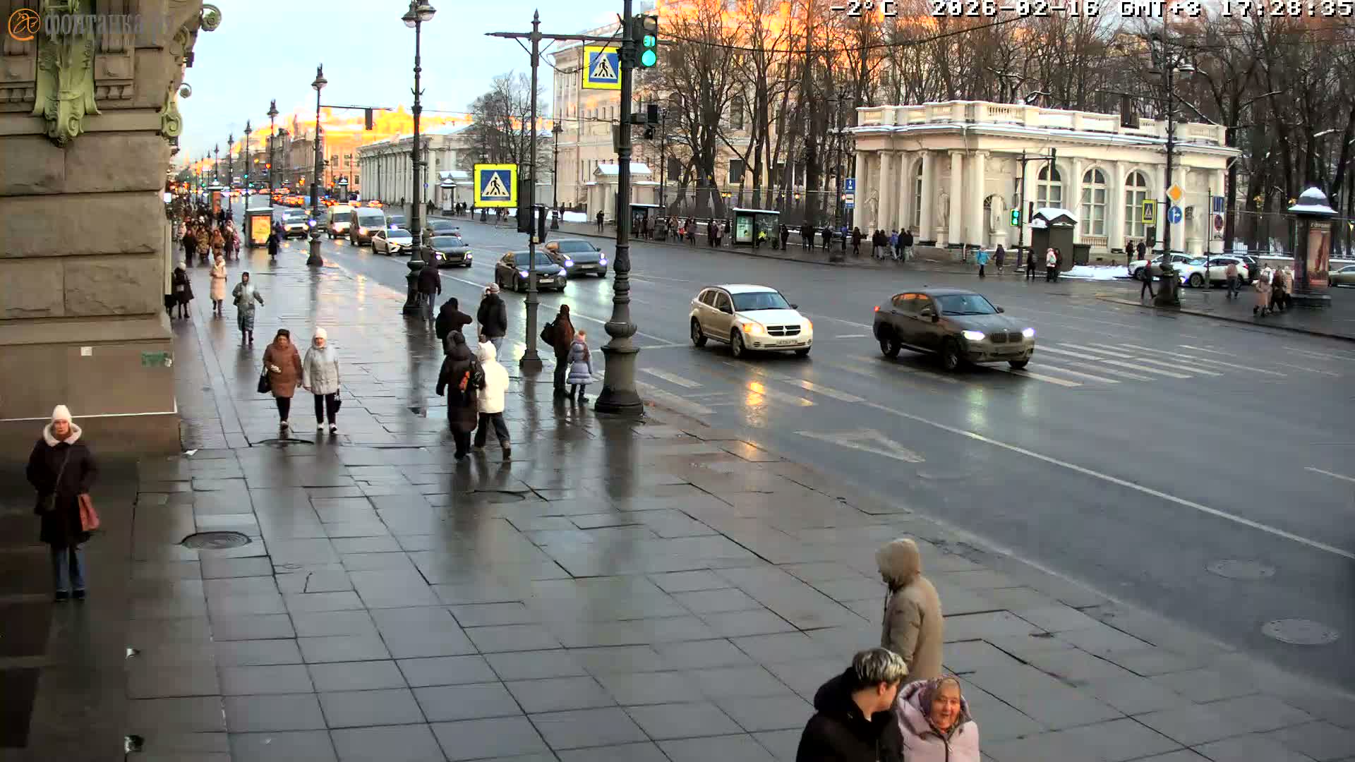 St. Petersburg, Nevskiy Avenue,  Anichkov Palace & Garden (Anitsjkof-Paleis)  Live Cam - Dvortsovy, Tsentralny, Saint Petersburg, Northwestern (Severo-Zapadnyy), Russia