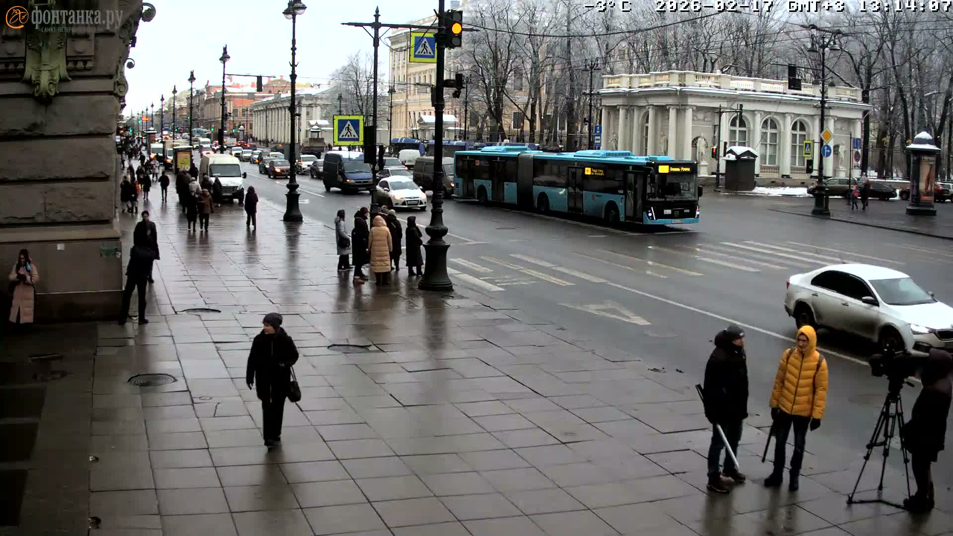 St. Petersburg, Nevskiy Avenue,  Anichkov Palace & Garden (Anitsjkof-Paleis)  Live Cam - Dvortsovy, Tsentralny, Saint Petersburg, Northwestern (Severo-Zapadnyy), Russia