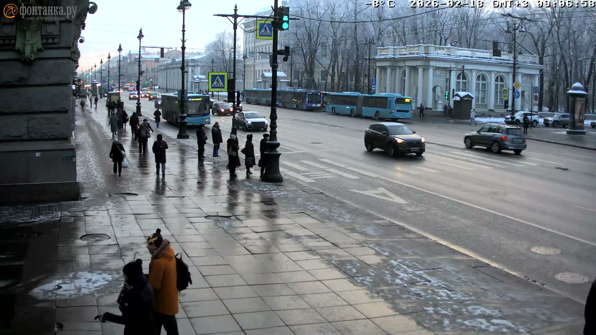 St. Petersburg, Nevskiy Avenue,  Anichkov Palace & Garden (Anitsjkof-Paleis)  Live Cam - Dvortsovy, Tsentralny, Saint Petersburg, Northwestern (Severo-Zapadnyy), Russia