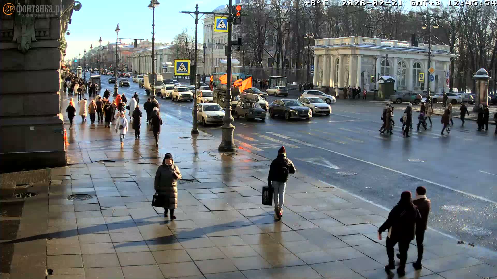 St. Petersburg, Nevskiy Avenue,  Anichkov Palace & Garden (Anitsjkof-Paleis)  Live Cam - Dvortsovy, Tsentralny, Saint Petersburg, Northwestern (Severo-Zapadnyy), Russia