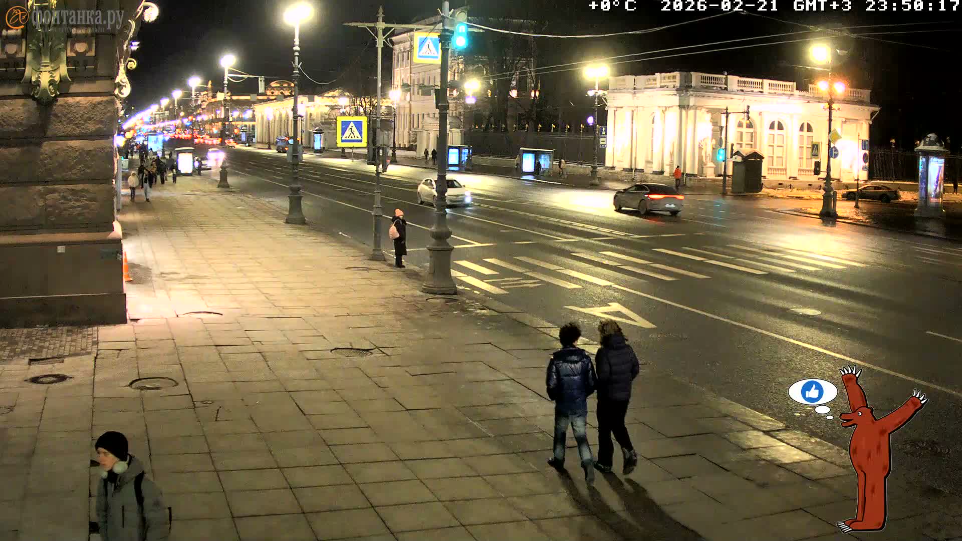St. Petersburg, Nevskiy Avenue,  Anichkov Palace & Garden (Anitsjkof-Paleis)  Live Cam - Dvortsovy, Tsentralny, Saint Petersburg, Northwestern (Severo-Zapadnyy), Russia