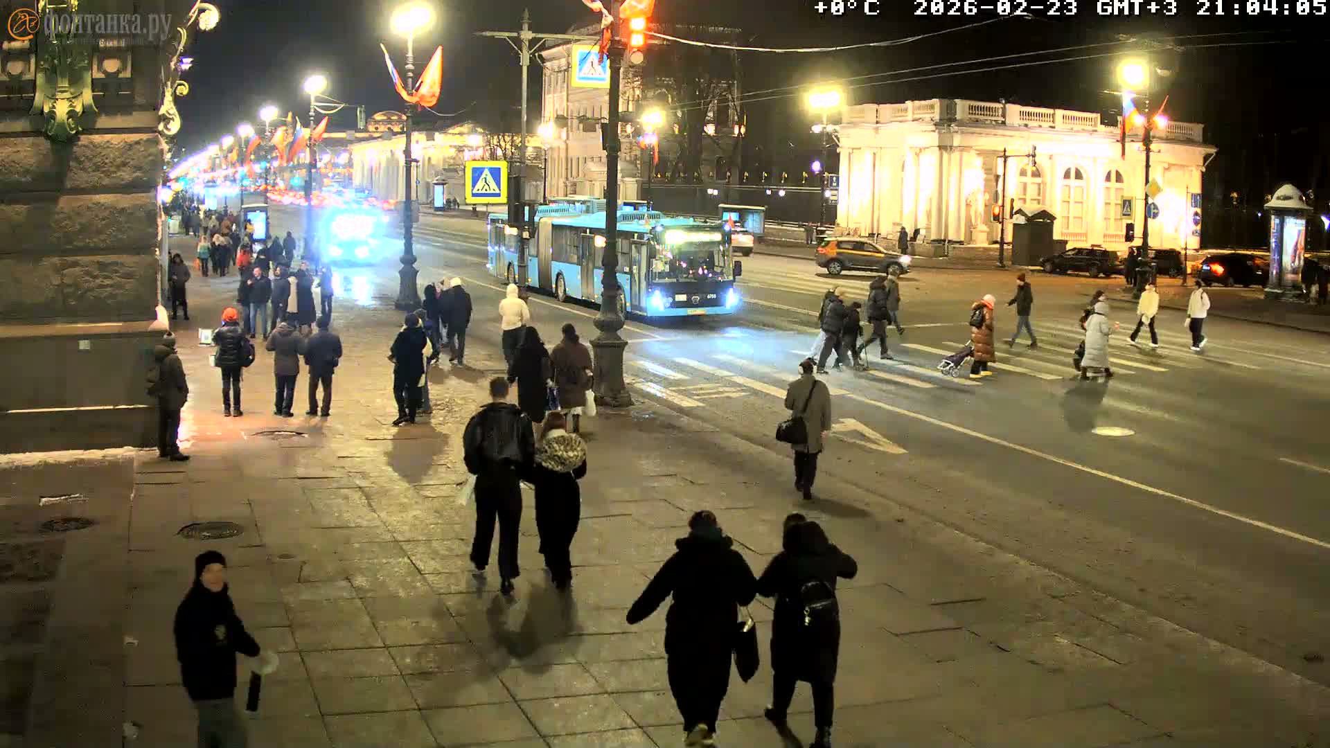 St. Petersburg, Nevskiy Avenue,  Anichkov Palace & Garden (Anitsjkof-Paleis)  Live Cam - Dvortsovy, Tsentralny, Saint Petersburg, Northwestern (Severo-Zapadnyy), Russia