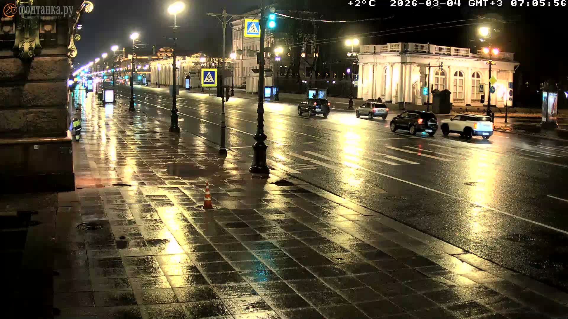 St. Petersburg, Nevskiy Avenue,  Anichkov Palace & Garden (Anitsjkof-Paleis)  Live Cam - Dvortsovy, Tsentralny, Saint Petersburg, Northwestern (Severo-Zapadnyy), Russia