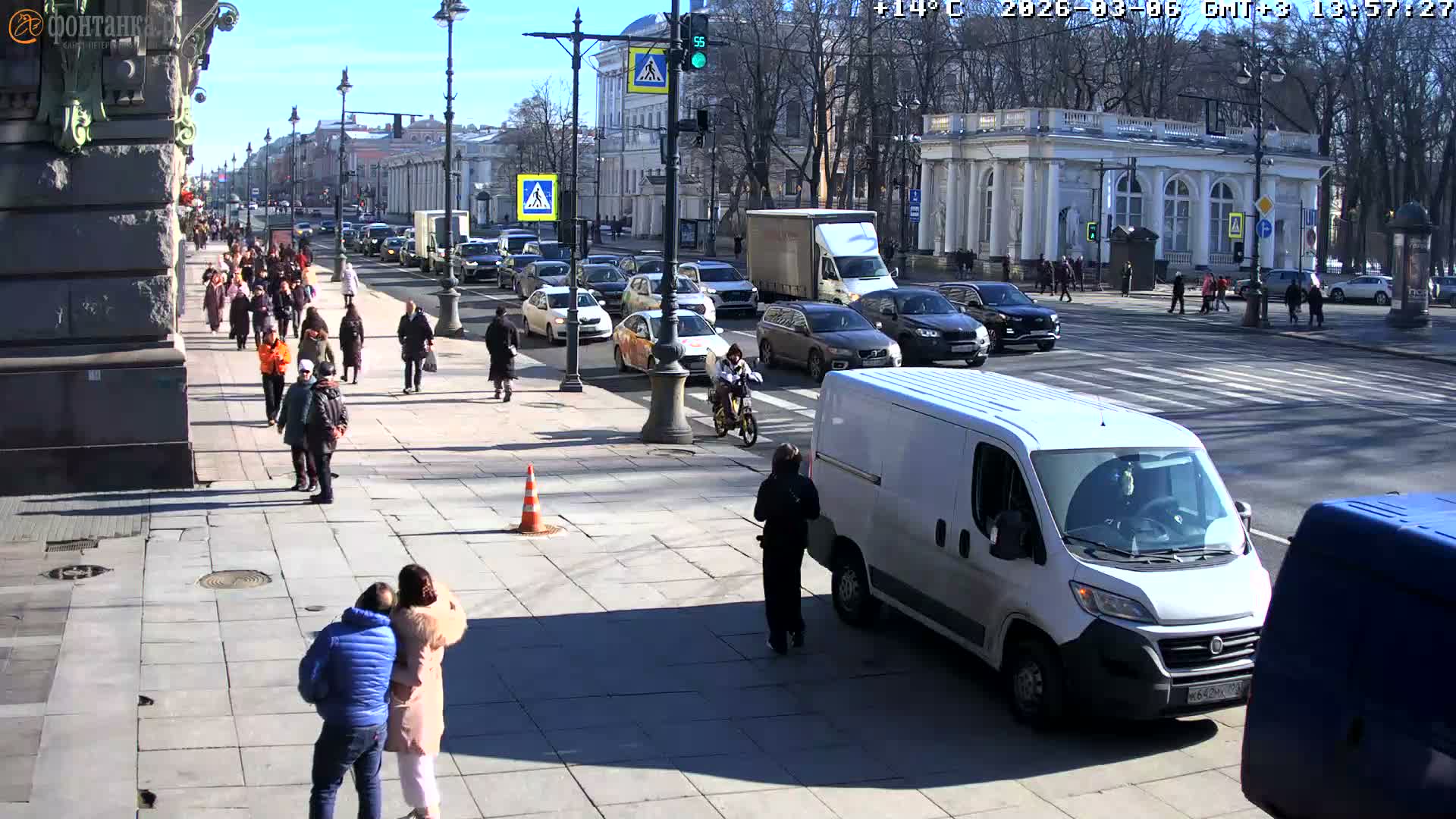 St. Petersburg, Nevskiy Avenue,  Anichkov Palace & Garden (Anitsjkof-Paleis)  Live Cam - Dvortsovy, Tsentralny, Saint Petersburg, Northwestern (Severo-Zapadnyy), Russia
