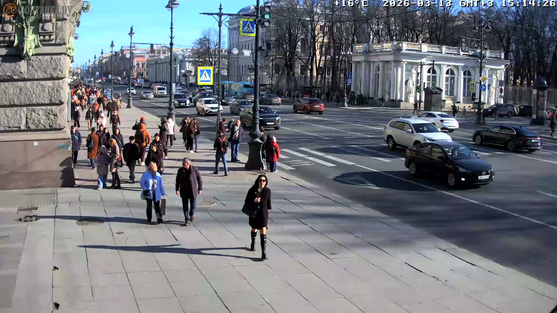 St. Petersburg, Nevskiy Avenue,  Anichkov Palace & Garden (Anitsjkof-Paleis)  Live Cam - Dvortsovy, Tsentralny, Saint Petersburg, Northwestern (Severo-Zapadnyy), Russia