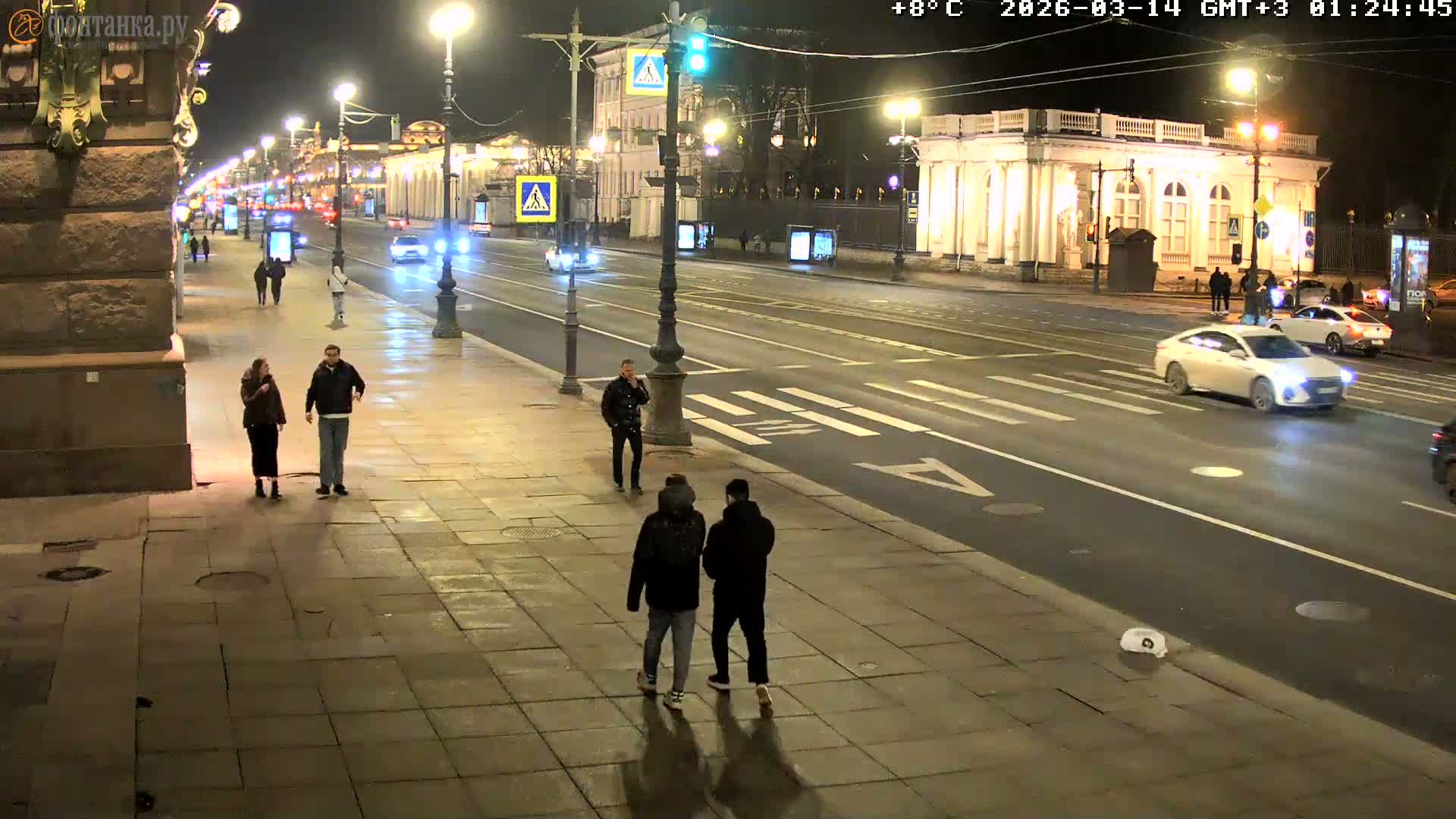 St. Petersburg, Nevskiy Avenue,  Anichkov Palace & Garden (Anitsjkof-Paleis)  Live Cam - Dvortsovy, Tsentralny, Saint Petersburg, Northwestern (Severo-Zapadnyy), Russia