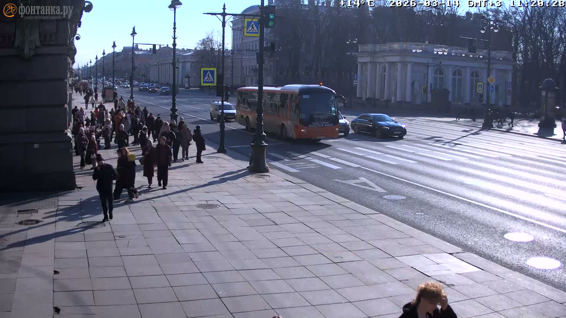 St. Petersburg, Nevskiy Avenue,  Anichkov Palace & Garden (Anitsjkof-Paleis)  Live Cam - Dvortsovy, Tsentralny, Saint Petersburg, Northwestern (Severo-Zapadnyy), Russia